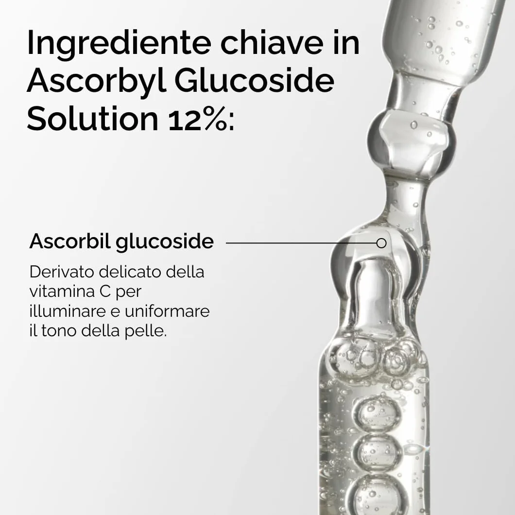 The Ordinary Ascorbyl Glucoside Solution 12%, Siero alla vitamina C illuminante per uniformare il tono della pelle e fornire protezione antiossidante, 30ml