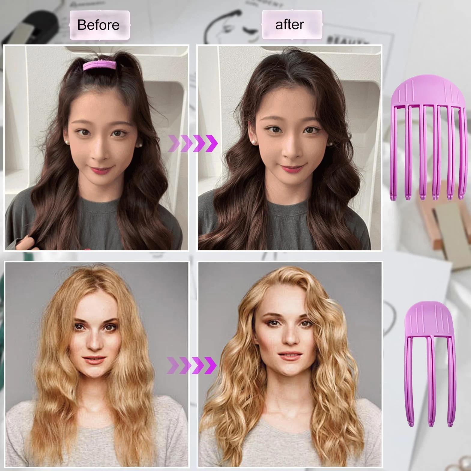 4 Pezzi Fermagli per Capelli Gonfi, Pinza Volume Capelli, Clip Del Volume Della Radice, Fermaglio per Capelli Gonfi, Fermaglio Invisibile Per Radici Volume Dei Capelli Ricci, Styling dei Capelli
