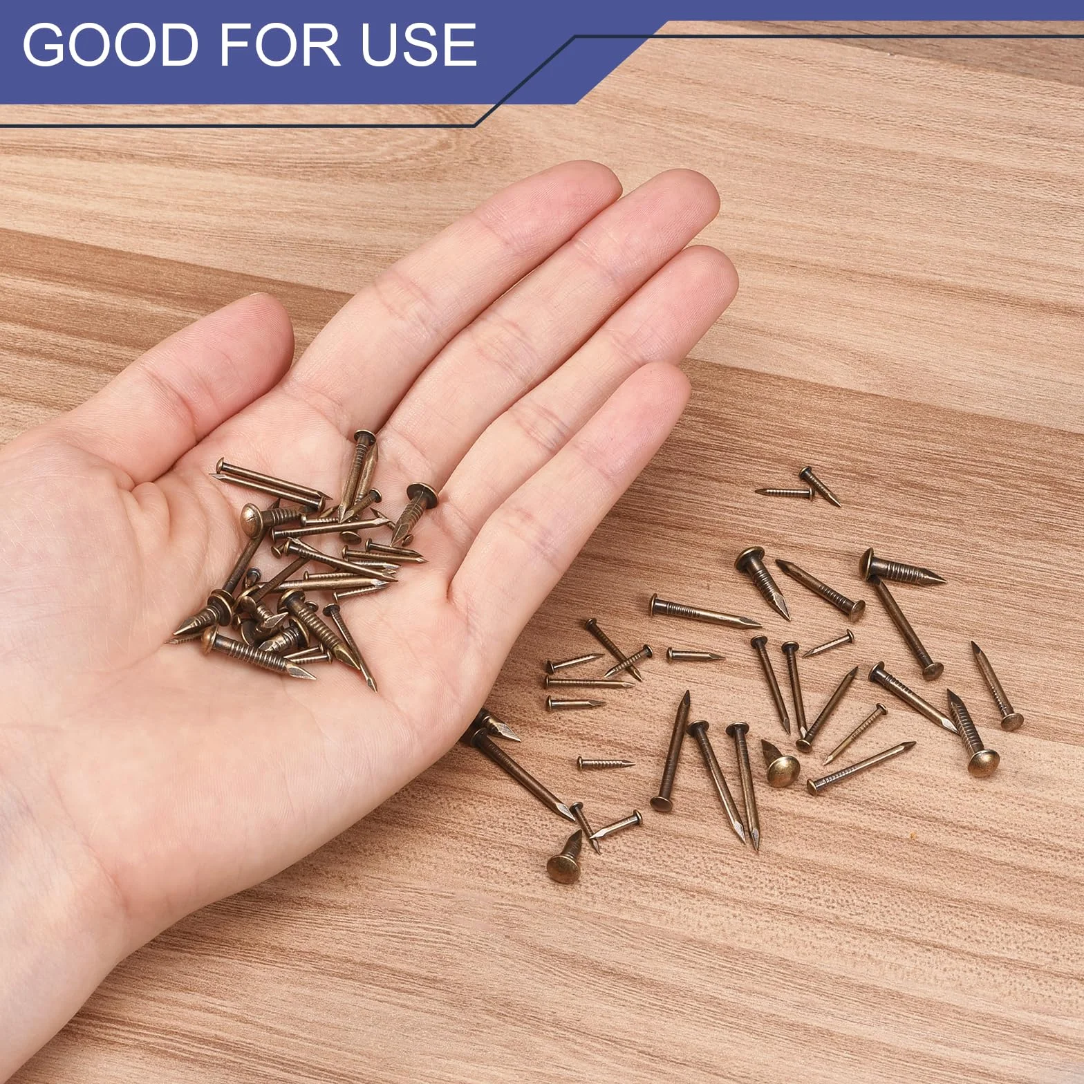 QUARKZMAN 70Pz Chiodi in Ottone 2x20mm(DxL) per Quadri Muro Testa Rotonda Piccoli Hardware Fai da Te