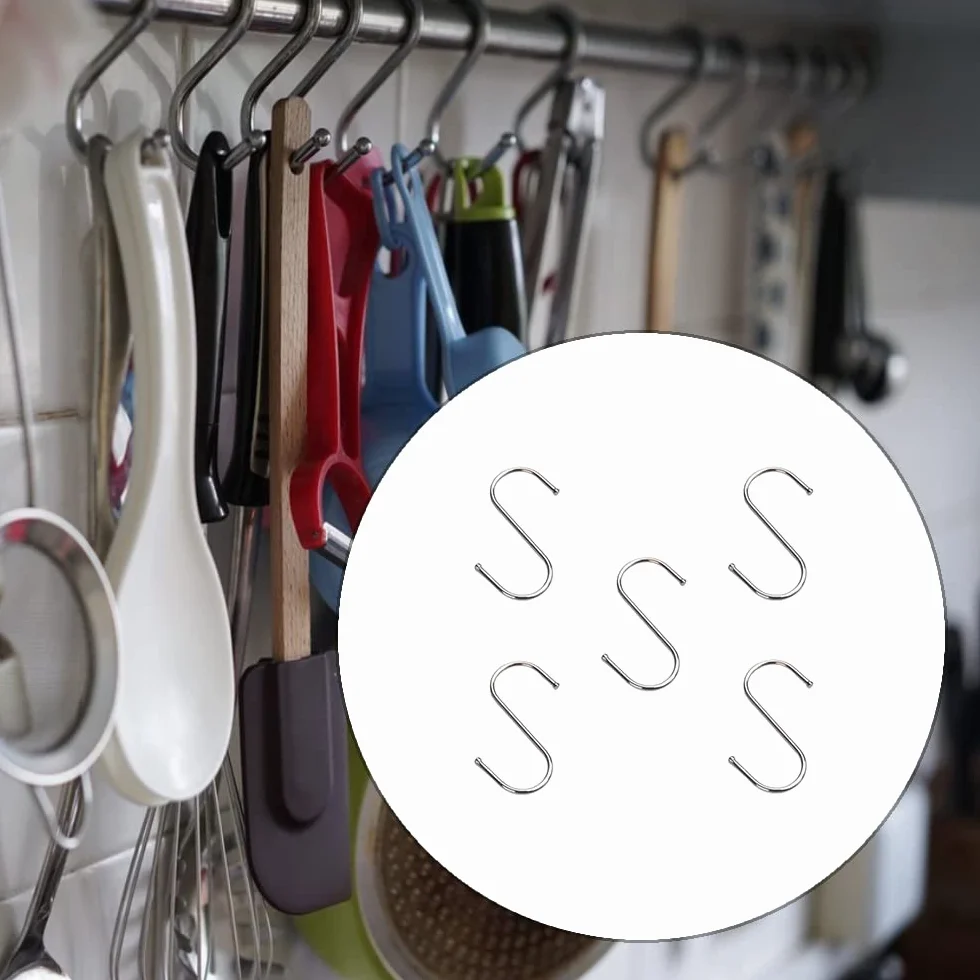 Ganci a S in Acciaio Inossidabile 5 Pezzi 7 cm Multifunzionale per Cucina Bagno Camera Ufficio