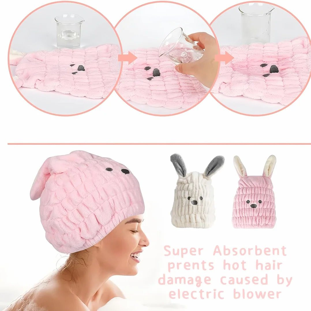 Asciugamano Capelli Turbante, 2 Pezzi Asciugamano Microfibra Capelli Bambini, Morbido Turbante Asciugacapelli, Asciugamano per Capelli Donna Ragazze Corti