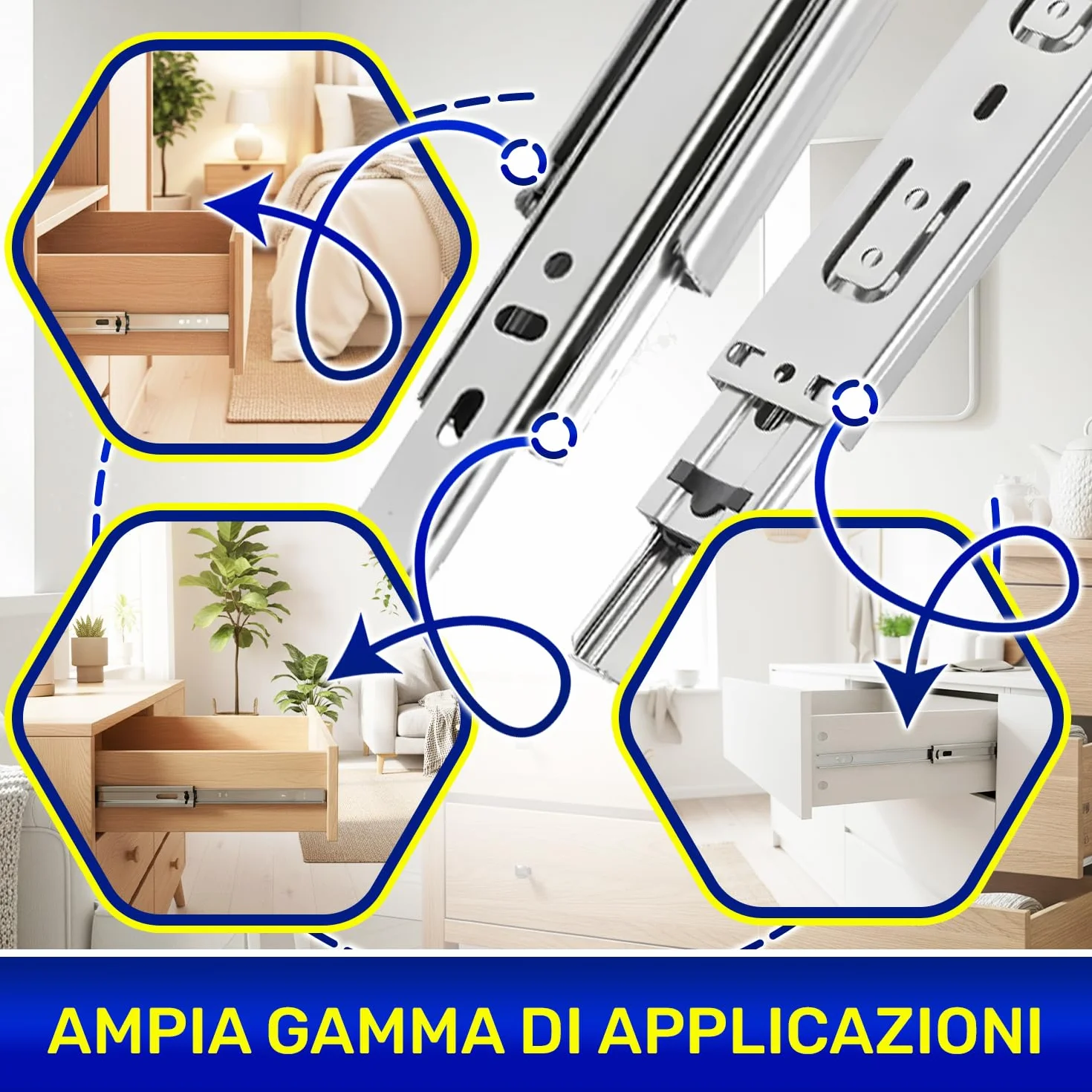 Coppia Guide per Cassetti Telescopiche 300 mm x 35 mm Acciaio Zincato MONTERAL