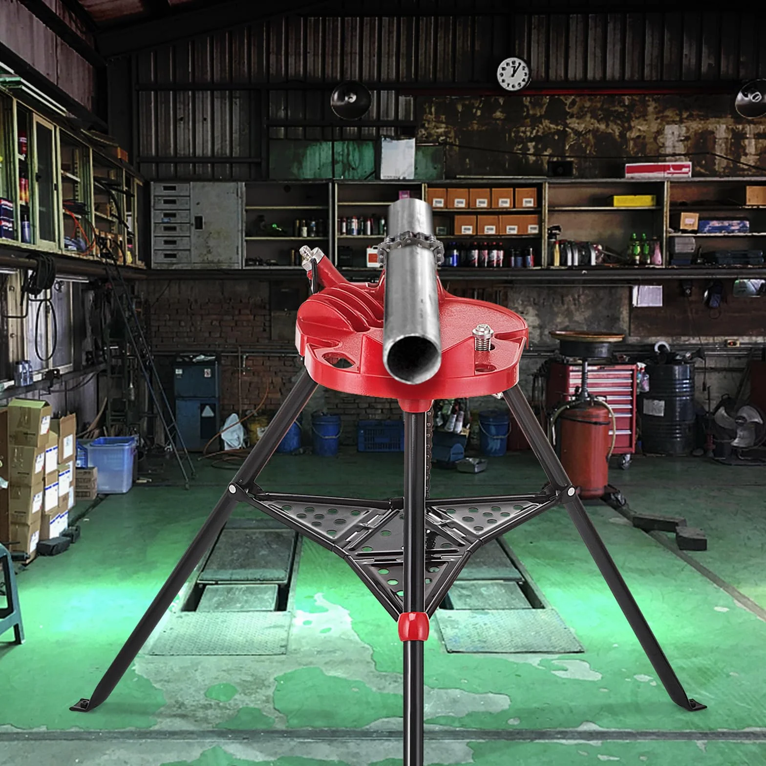 VEVOR 460-6 Morsa a catena per tubi con treppiede, capacità 1/8"-6", gambe in acciaio pieghevoli
