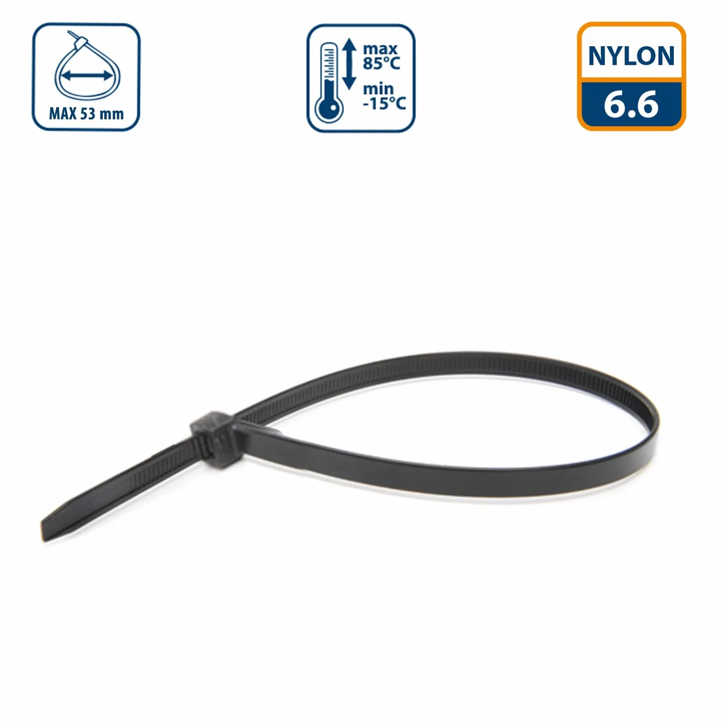 Fascette Stringicavo Nere 2,5x200mm 100 Pz Diametro Legatura Max 53mm