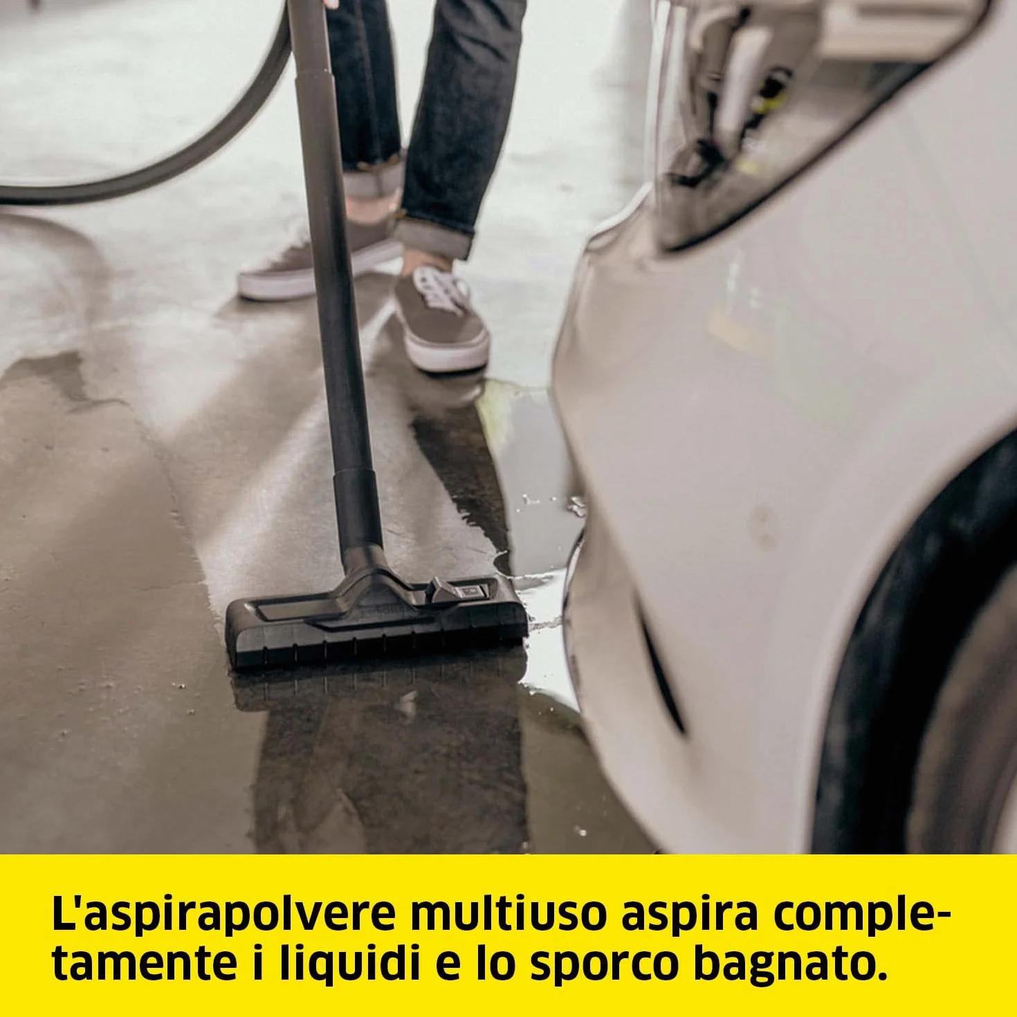 KÄRCHER WD 5 S V-25/5/22 aspiratore solidi liquidi 1200 W contenitore acciaio inox 25 l tubo aspirazione 2,2 m funzione soffiante filtro vello pulizia automatica filtro