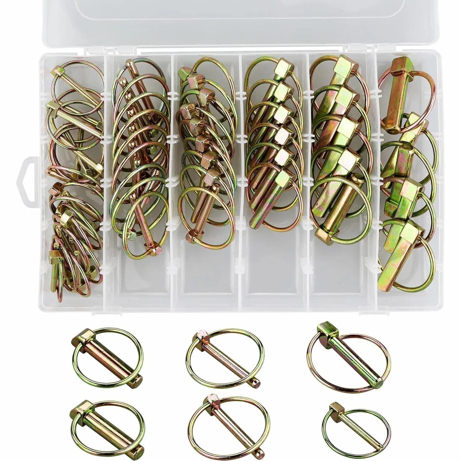 Assortimento di lamine pieghevoli de lynch con anello per rimorchio agricolo, goupilles clips sicurezza 4.5-6-8-11 mm Acier Galvanisé