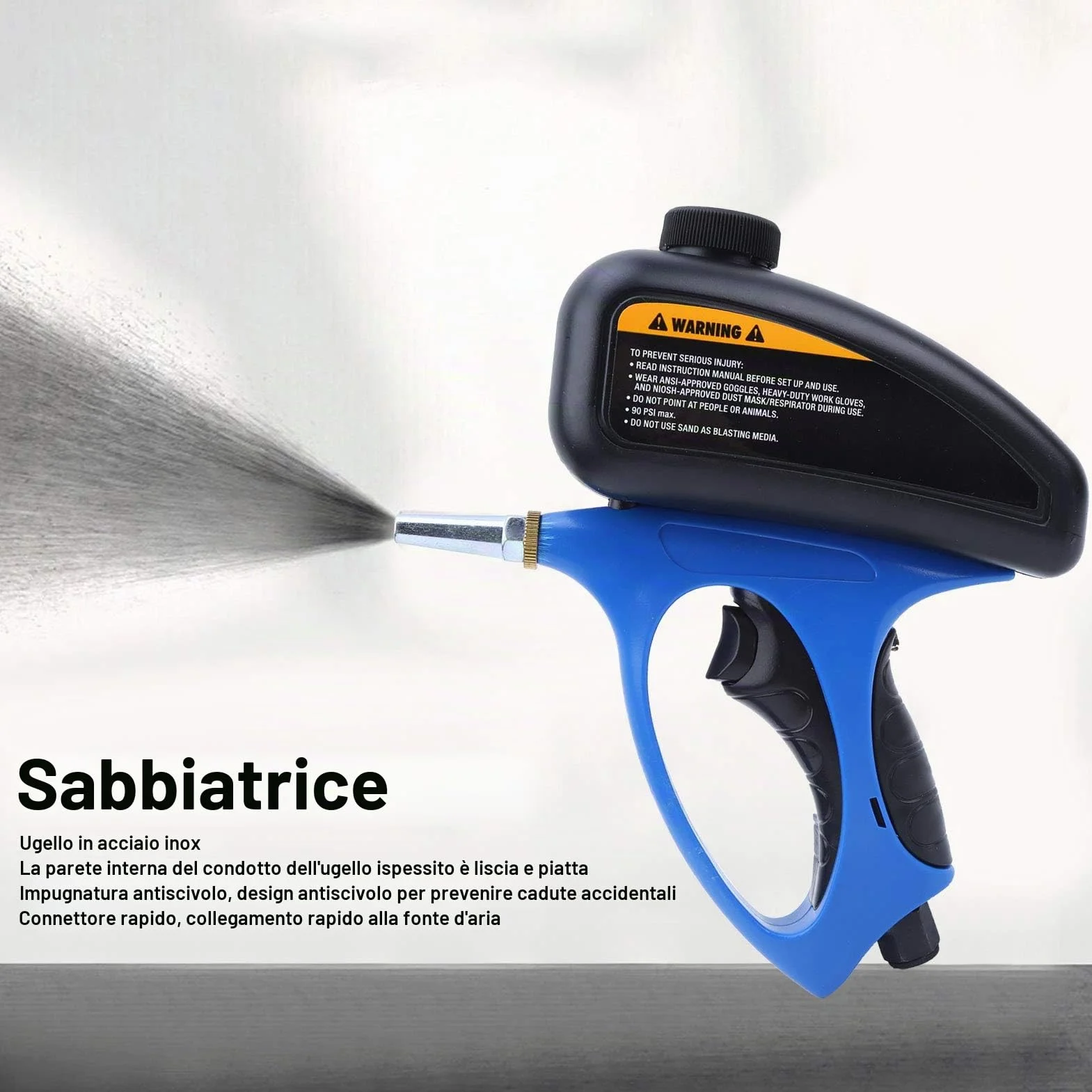 Sabbiatrice Pneumatica Portatile Professionale Antiruggine Mini Sabbiatrice ad Aria per Sabbia Normale, Acciaio Nero