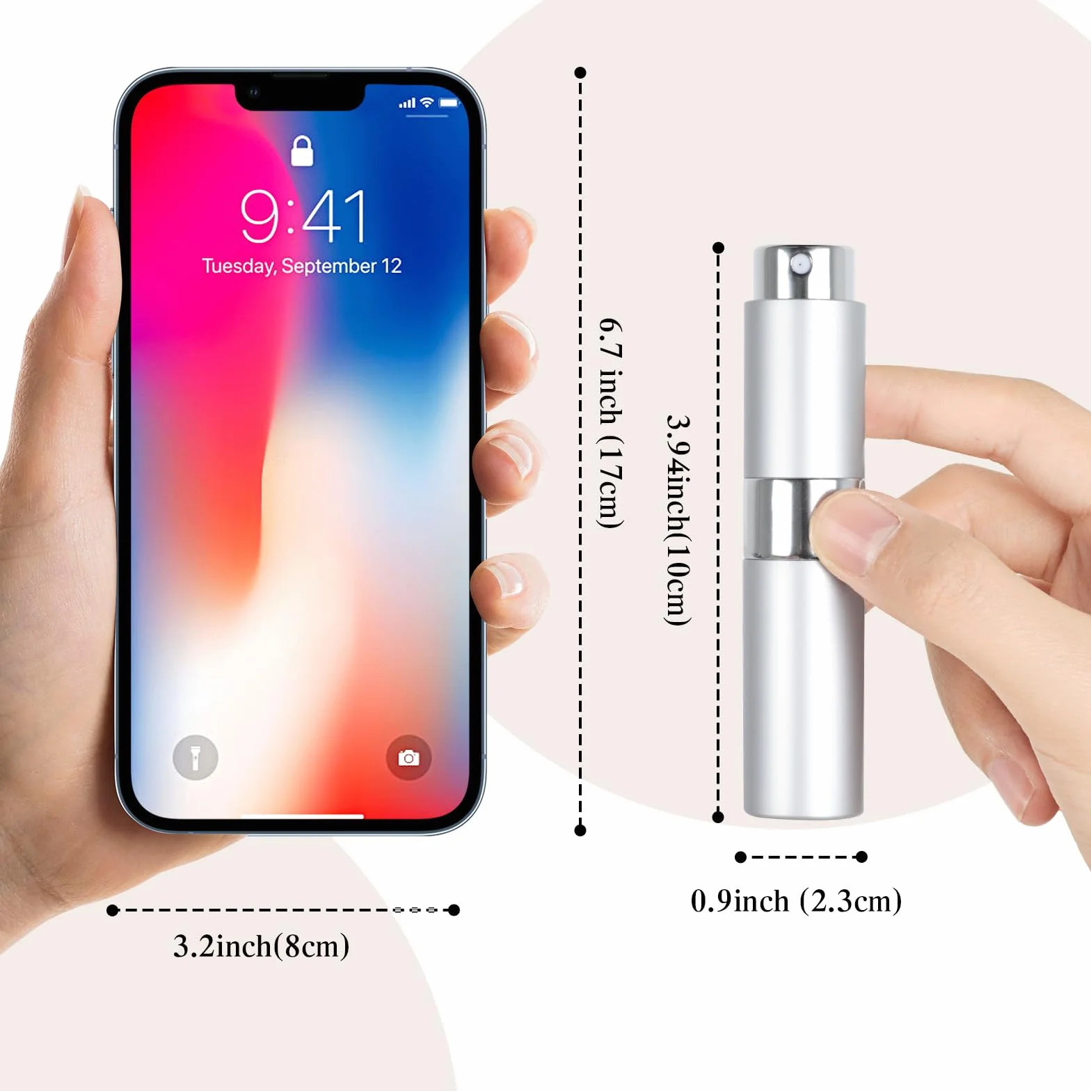 AiQInu porta profumo da viaggio, 3 pezzi 8ml Mini bottiglie spray portaprofumo da viaggio ricaricabile con dispenser per i viaggi e le uscite (rosa + argento + nero)