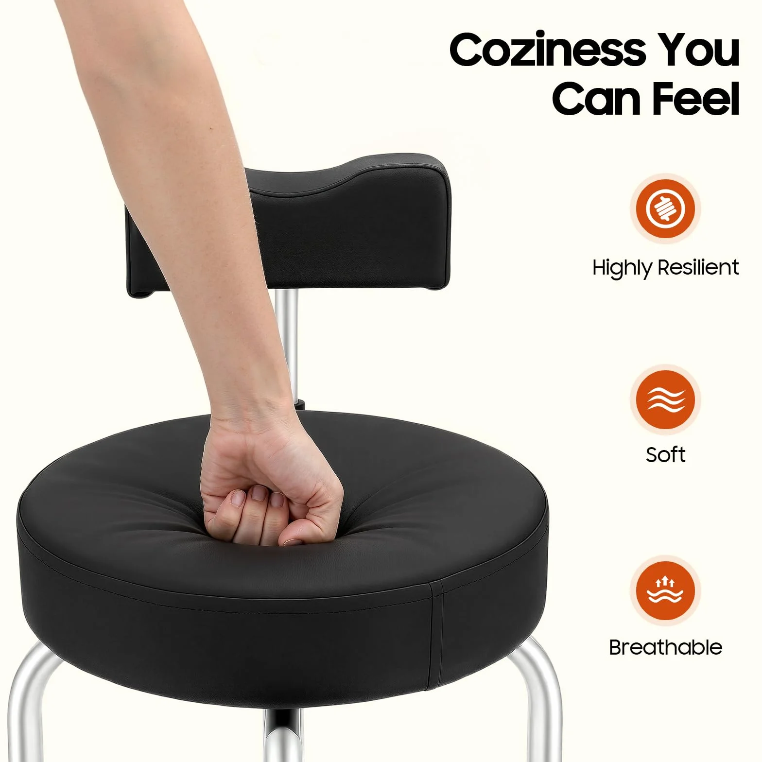 Sgabello per pedicure, con poggiapiedi, altezza regolabile 10 kg, carico massimo, cuscino comfort in poliuretano e piedi antiscivolo, per salone di manicure pro e uso domestico