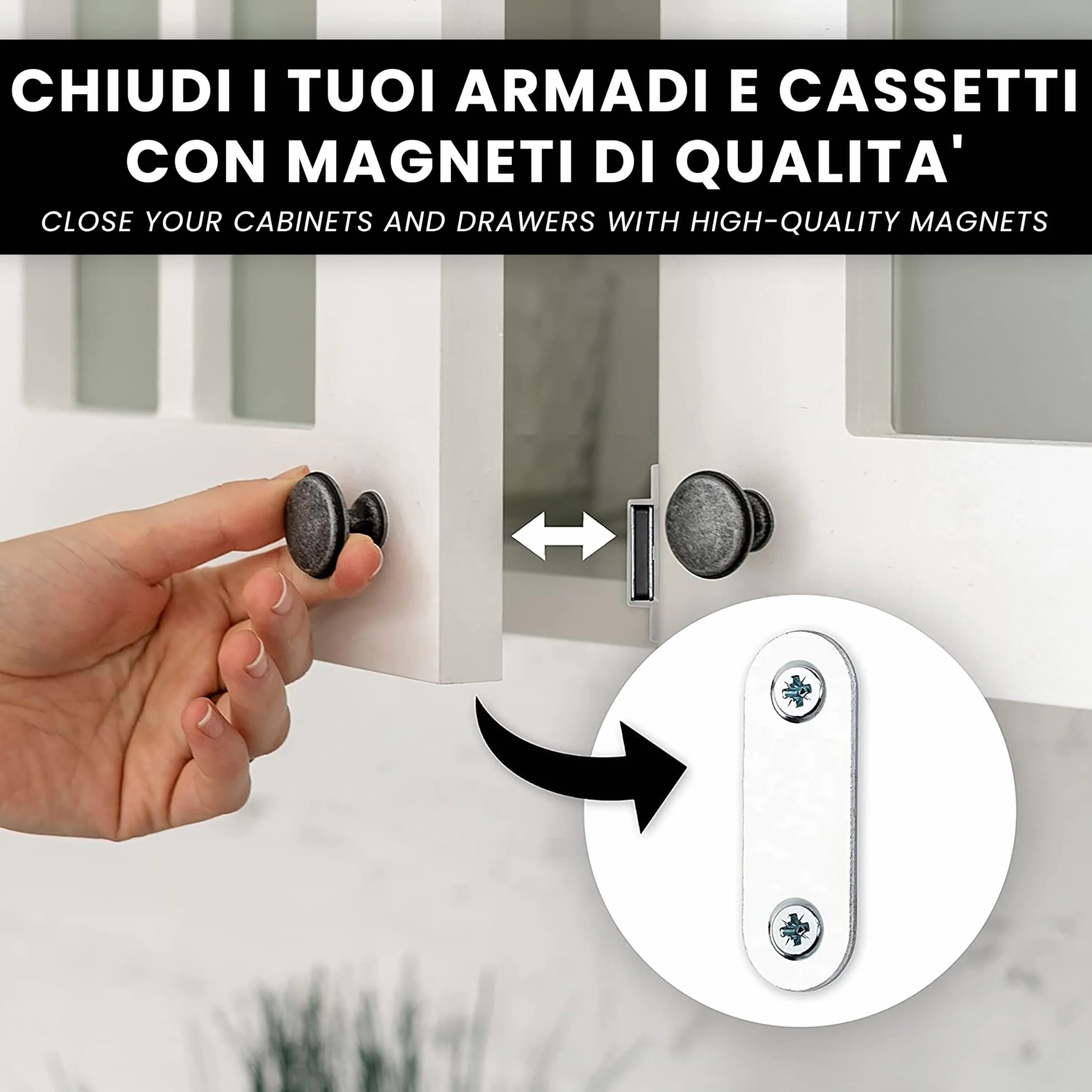 IPEA Chiusure Magnetiche per Mobili 10 PEZZI Bianco