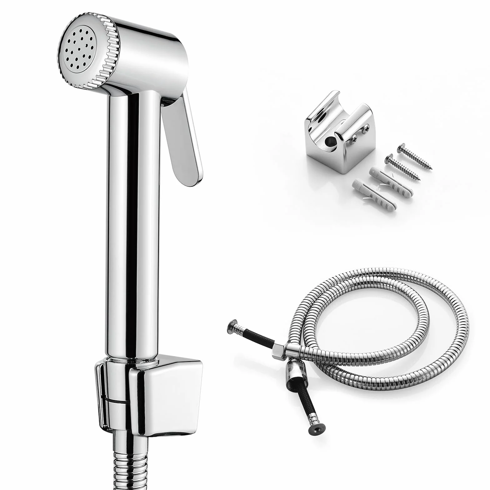 Ibergrif M20282 Bidet Doccetta Cromo Spruzzatore Doccia con Supporto e Flessibile