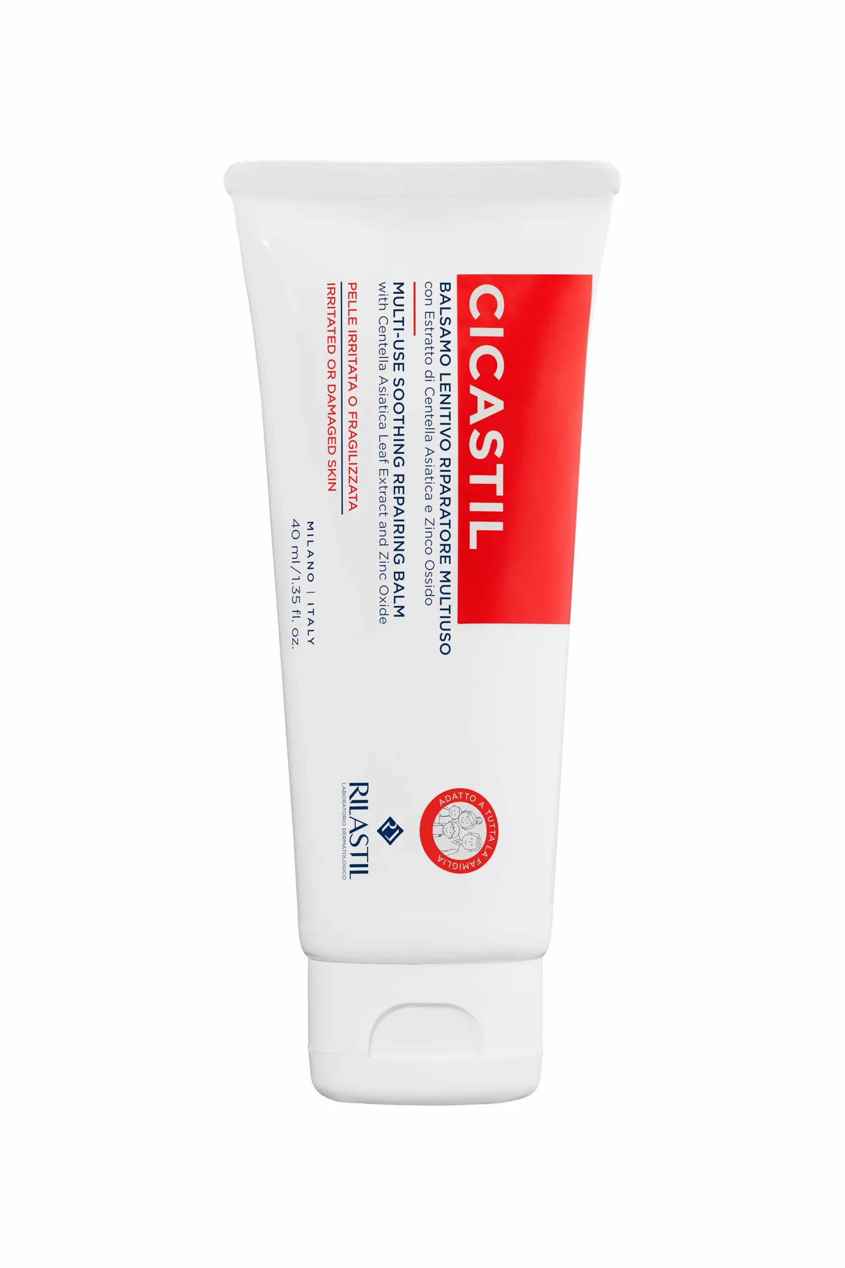 Rilastil Cicastil, Balsamo Lenitivo, Riparatore Multiuso Effetto Barriera per Viso e Corpo di Neonati, Bambini e Adulti, 40 ml