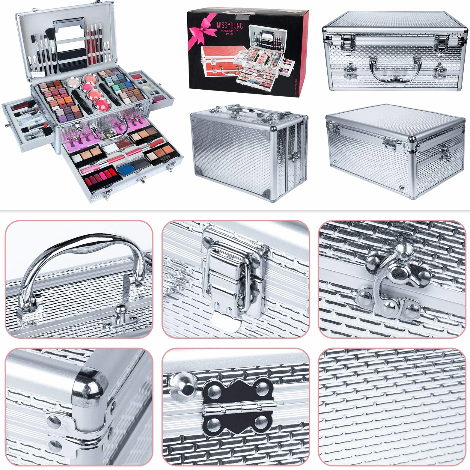 Set di Trucchi Make Up Cosmetico Valigia per il Trucco Kit Trucchi Tutto in Uno Tavolozza per Beauty Case Make Up Scatola Completo Valigetta con ombretto, Blush polvere e Lucidalabbra #3