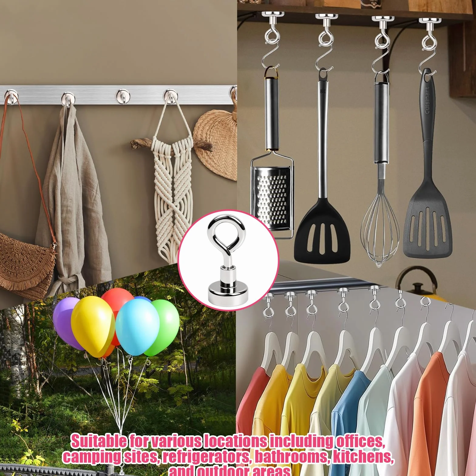 8 Pezzi Supporto Magnetico per Palloncini – Pesi Riutilizzabili per Palloncini a Elio – Base Magnetica per Feste, Matrimoni, Compleanni, decorazioni natalizie e pasquali