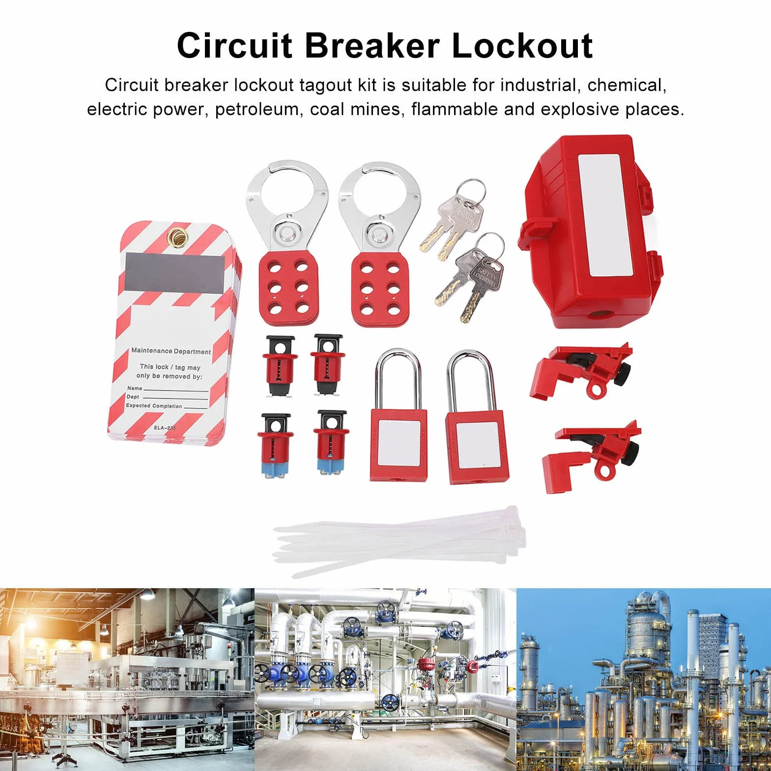 Kit di Tagout di Blocco Dell'interruttore Automatico, Chiusure di Blocco Set di Chiusure Per Etichette Loto Per Lucchetto Elettrico di Sicurezza Industriali