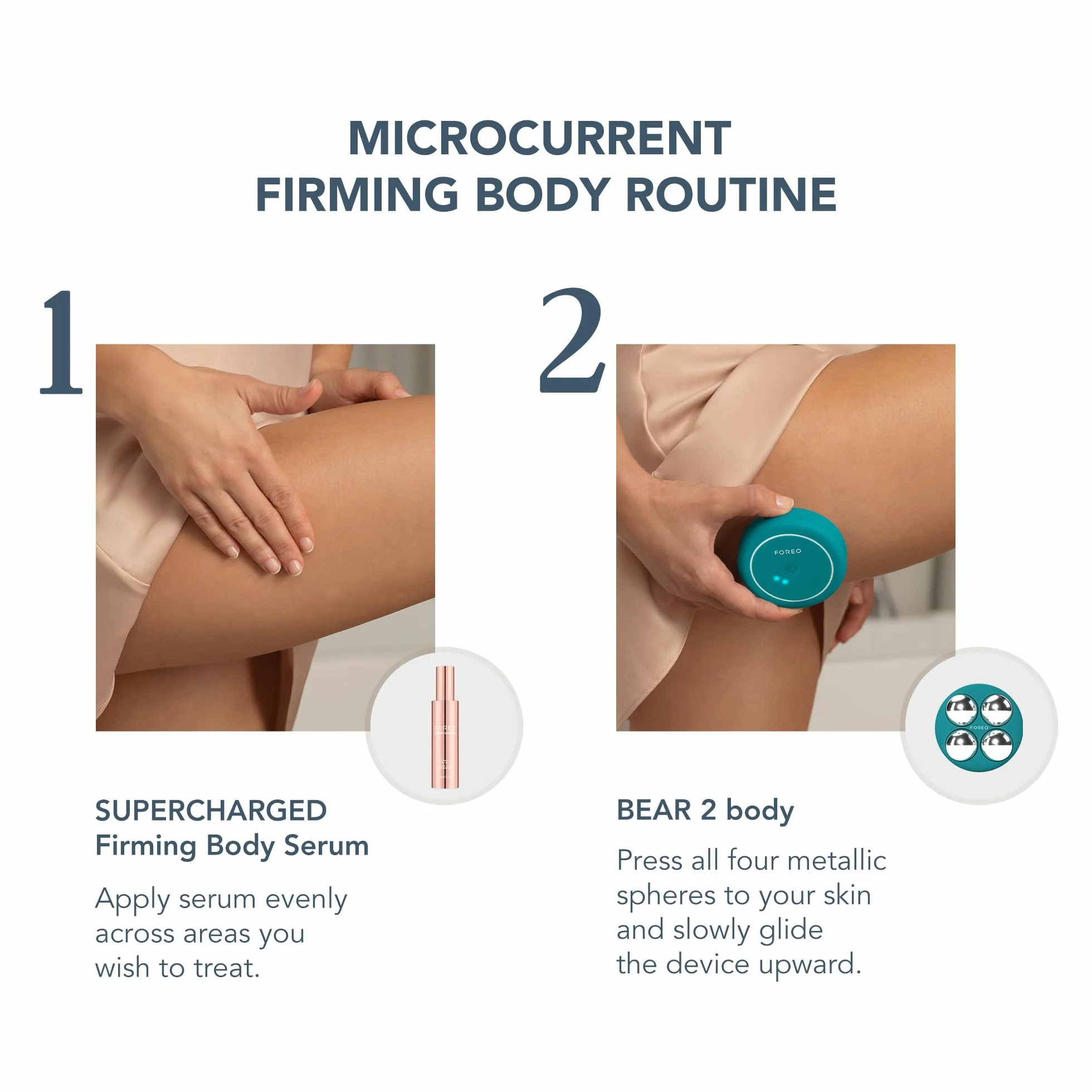 FOREO BEAR 2 body Dispositivo corpo tonificante con microcorrente + Siero corpo conduttivo rassodante SUPERCHARGED - Massaggiatore anticellulite per linfodrenaggio - Rassoda, leviga e scolpisce