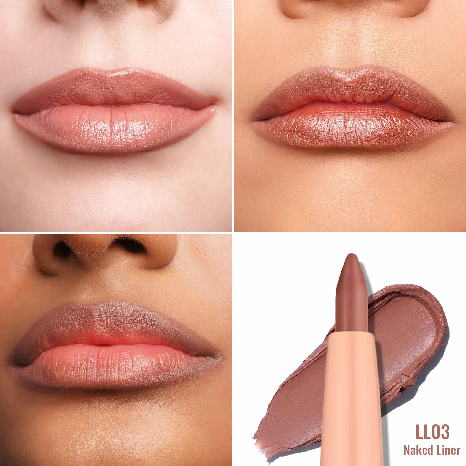 OULAC Matita Labbra Marrone Opaco, Lipliner Impermeabile Dura 12 Ore +, No-Transfer, Altamente Pigmentate, Liscio, per Contornare le Labbra, Vegan (L03) Naked Liner