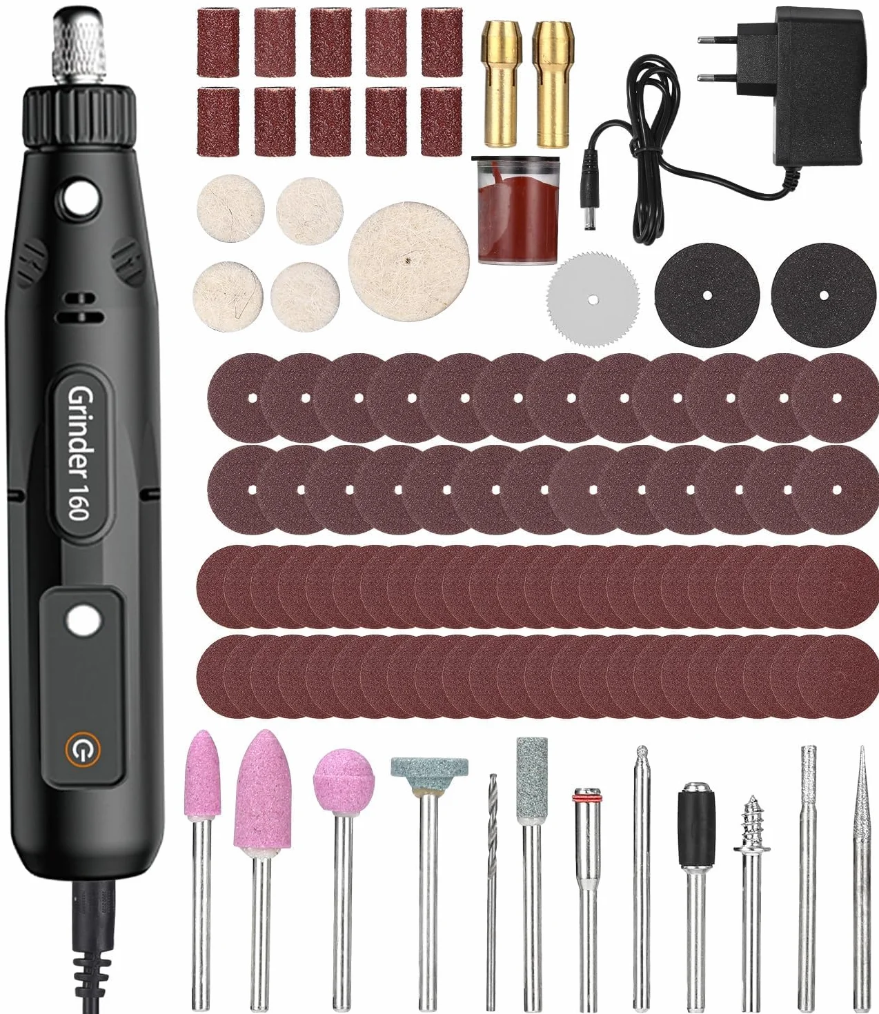 Utensile Rotante Multifunzione 104 Accessori 5 Velocità Variabile 5000-18000 RPM Mini Trapano Elettrico Smerigliatrice per Incisione Taglio Foratura Lucidatura