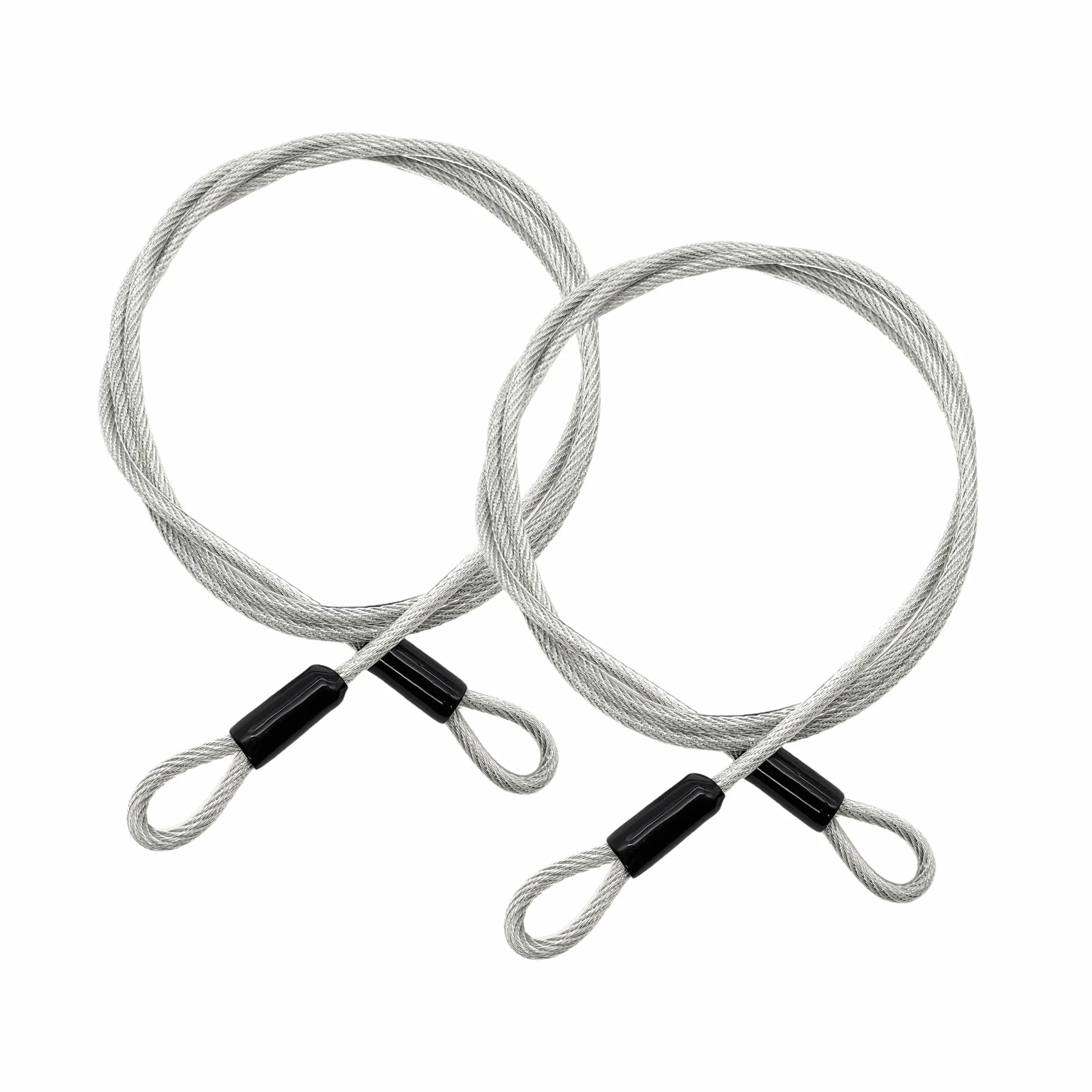 Cavo di Sicurezza in Acciaio Intrecciato 5 mm 2 m Doppio Anello per Bicicletta Argento