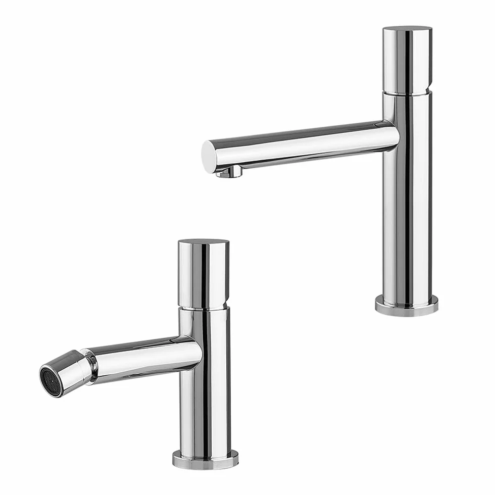 GEMINI Set miscelatori lavabo e bidet cromo acciaio inox manopola rotante