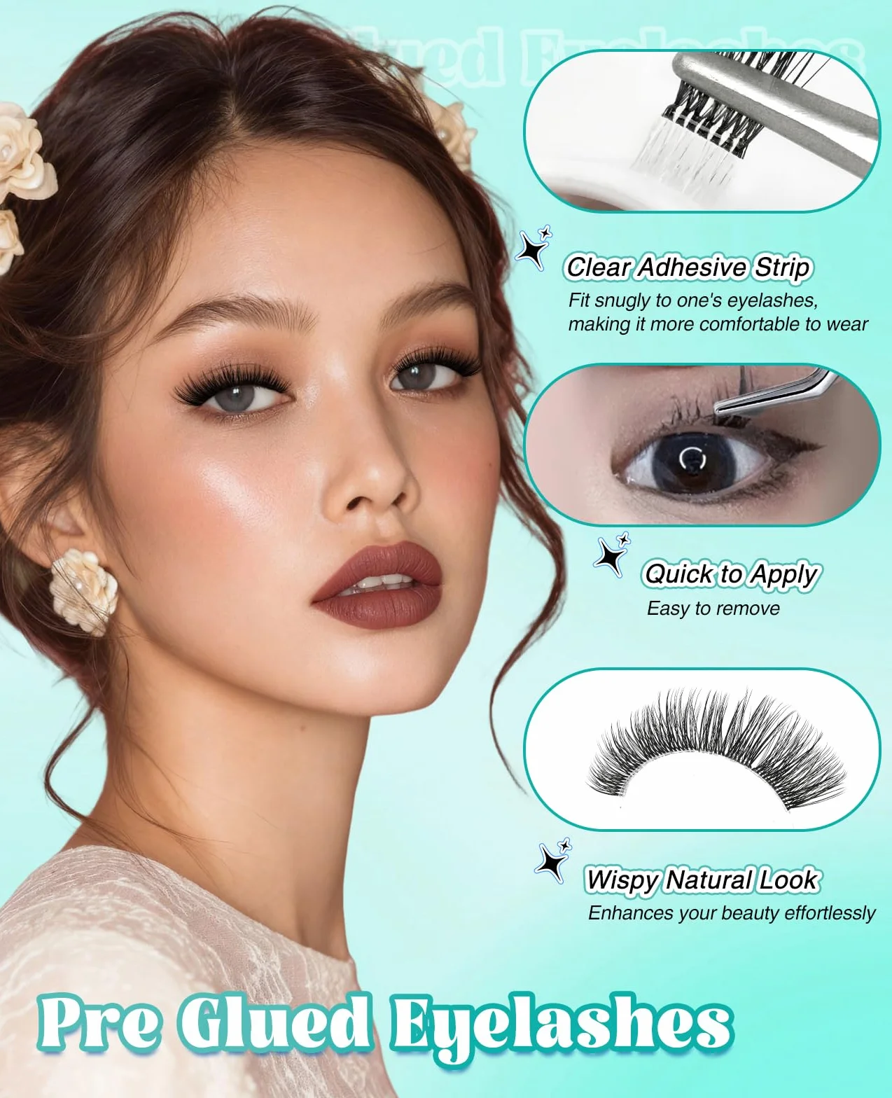 Obeyalash Ciglissime Press E Go Autoadesive 130pcs Cluster Lashes Ciglia Press and Go Ciglissima Wispy C Curl 8-14mix No Glue Eyelashes Self Adhesive Eyelash Natural Stick On Lash Resuable (YLB09)