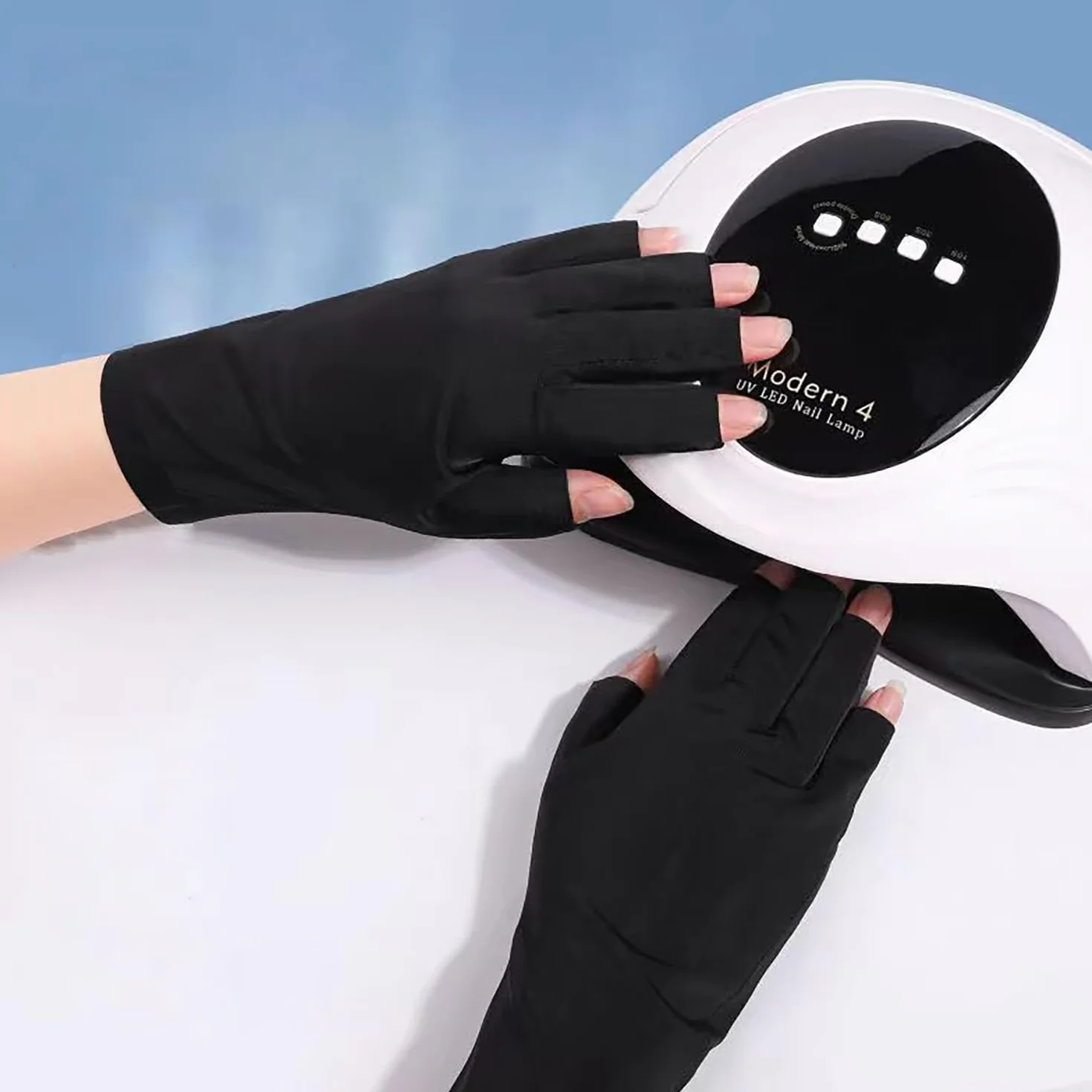 UV Shield Guanti Unghie Guanti Manicure Professionali Anti-UV Protezione Guanti Senza dita per Smalto Nail Art Asciugatrice Nero