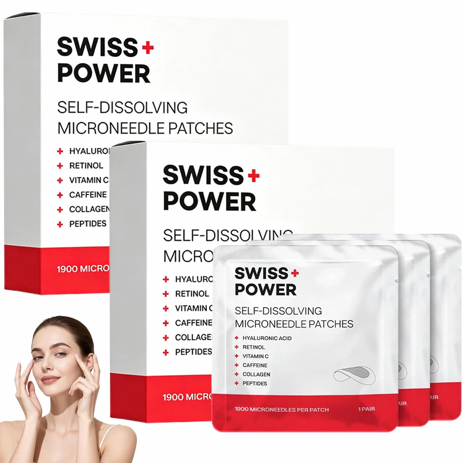 Swiss Power Patch Occhi con Microaghi, Cerotti Occhio Idratanti Anti-Rughe per Ridurre Occhiaie e Borse, Trattamento Contorno Occhi Quotidiano (2 Confezioni)