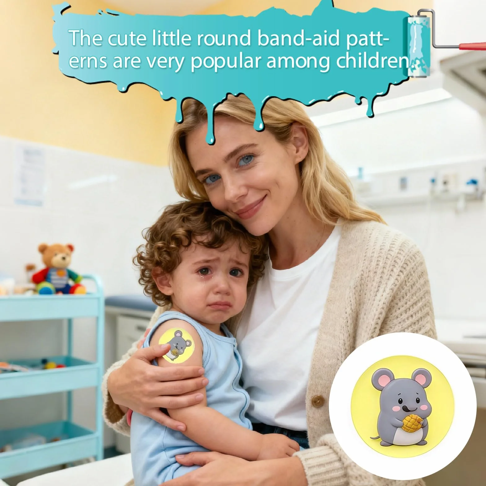 Cerotti per Bambini 120 Pezzi, Cerotti Adesivi Rotondi da 2,2 cm con Cartoni Animati, Tessuto Flessibile per Piccole Ferite, Brufoli e Vaccinazioni, Protezione Completa per la Pelle Sensibil