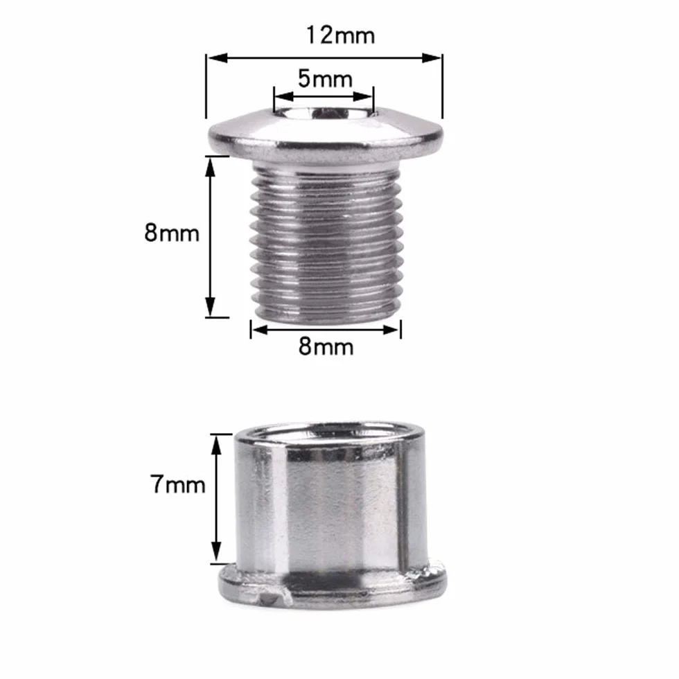 Bulloni per Corone in Lega di Alluminio M8 Argento 5 Set per Bici da Corsa MTB Bici da Strada