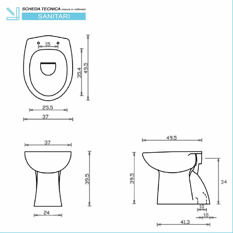Inbagno Clara Vaso WC a Terra Ceramica Bianca Design Moderno