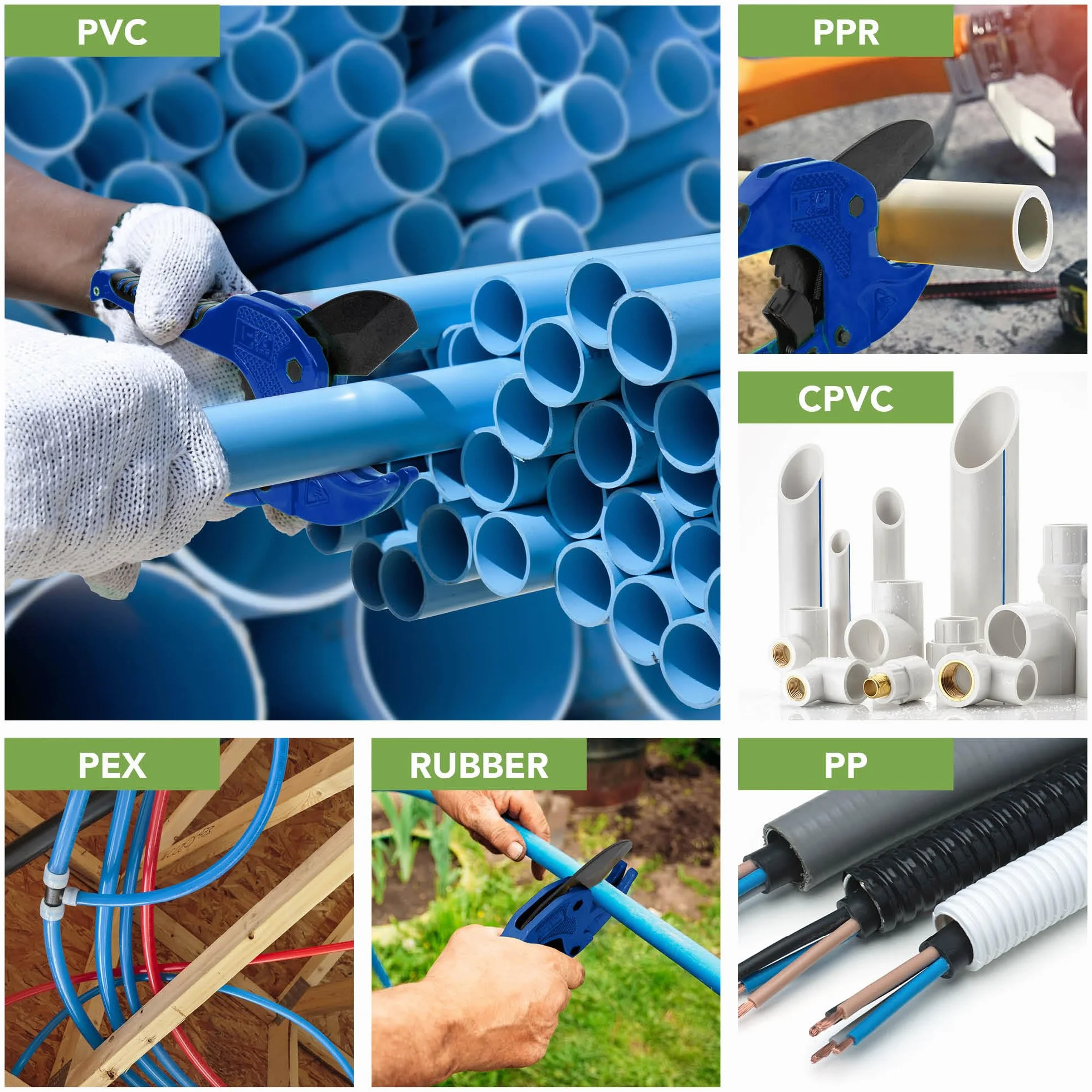 BLOSTM Tagliatubi a cricchetto 42 mm per tubi PVC PEX PPR gomma