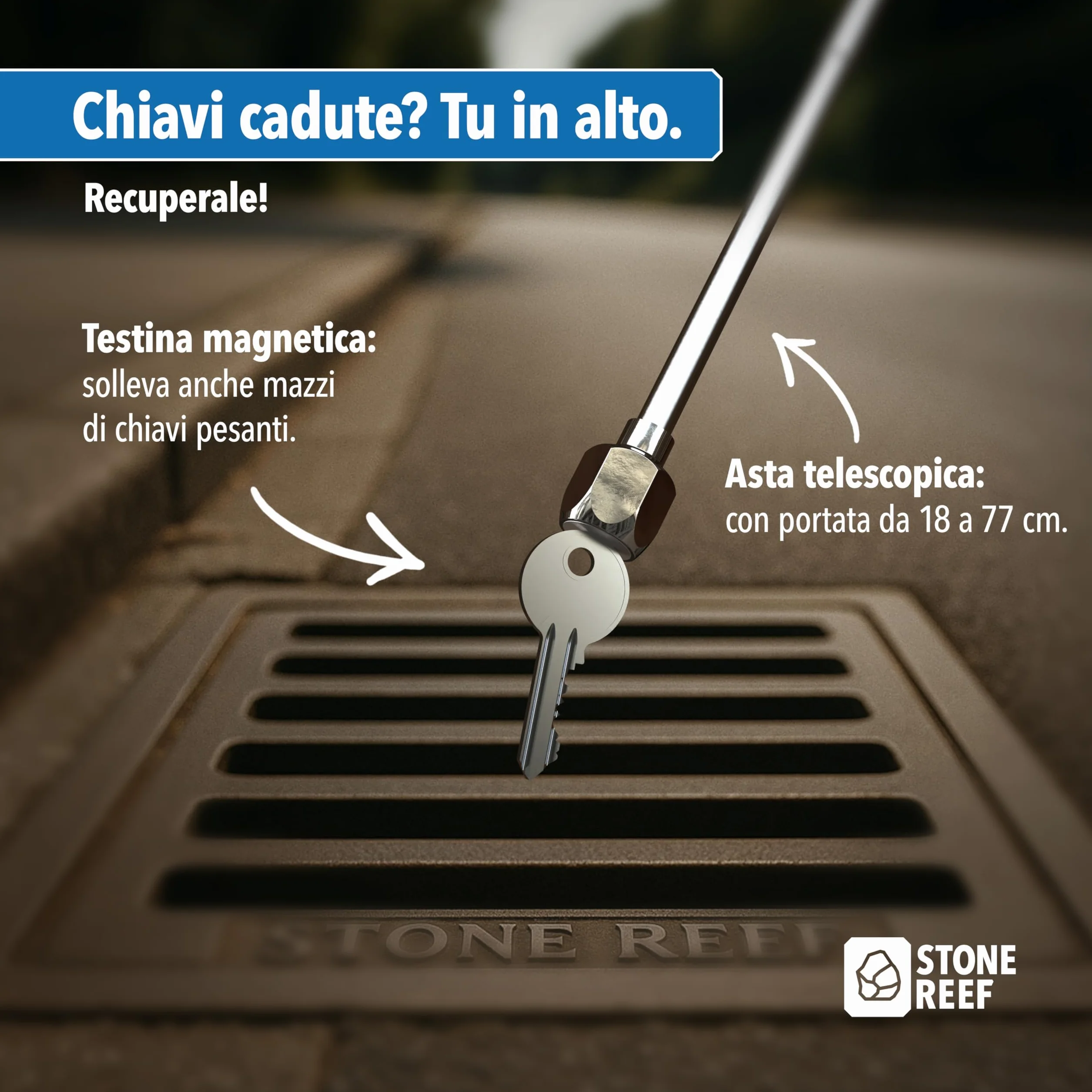 Sollevatore magnetico telescopico in acciaio inox 18-77 cm 125 g