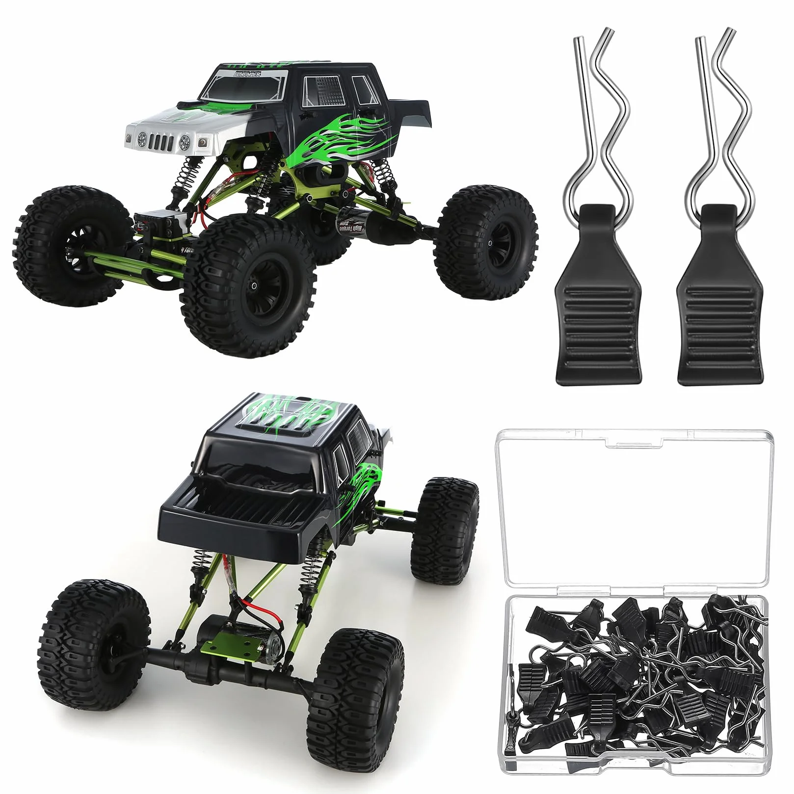 40 Pezzi Perni per Carrozzeria RC, Clip a C con Linguette di Trazione per Auto RC Deerc 1/10 1/12 1/16 1/18