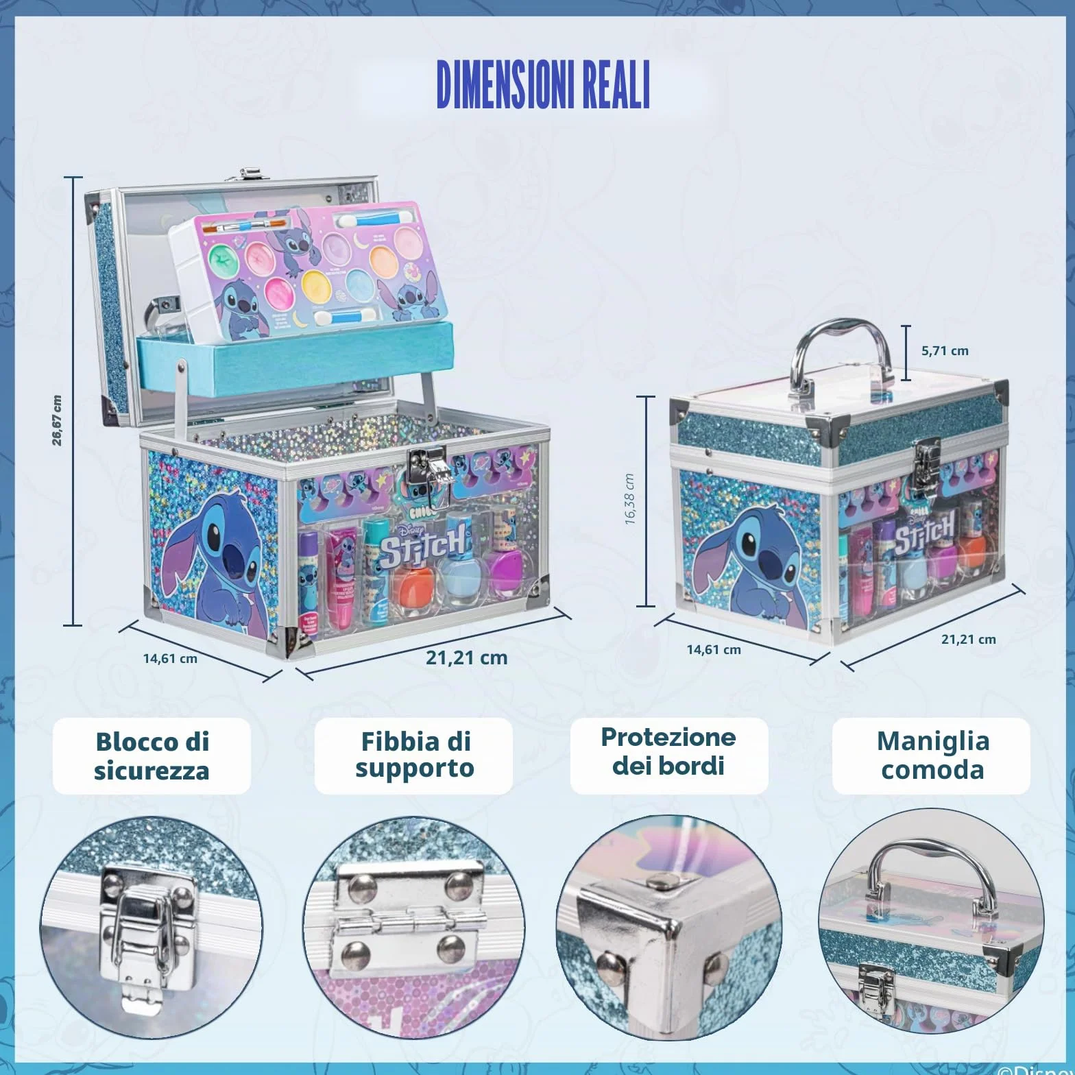 Stitch Set Trucco Bambine Gloss e Smalto con Beauty Case