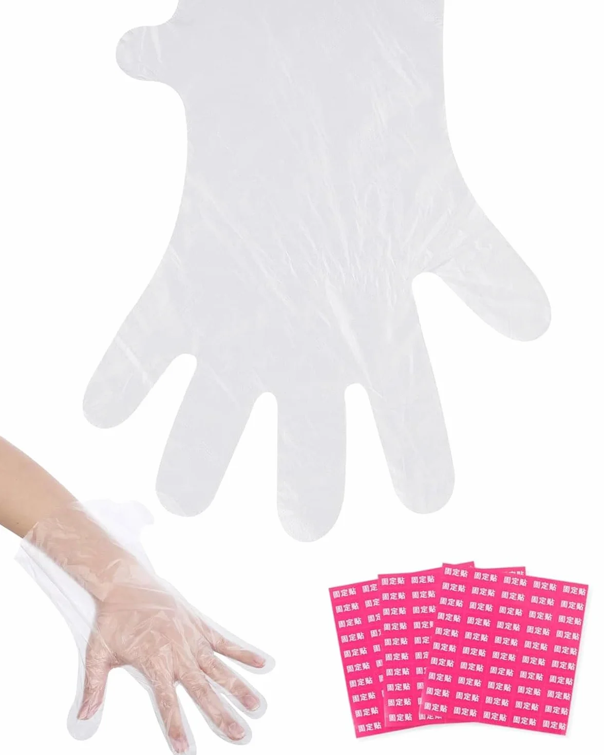 100 pcs guanti in paraffina,inserti per i tamponi del bagno di paraffina, guanti in plastica trasparente per il trattamento con cera a caldo del salone di colorazione dei capelli