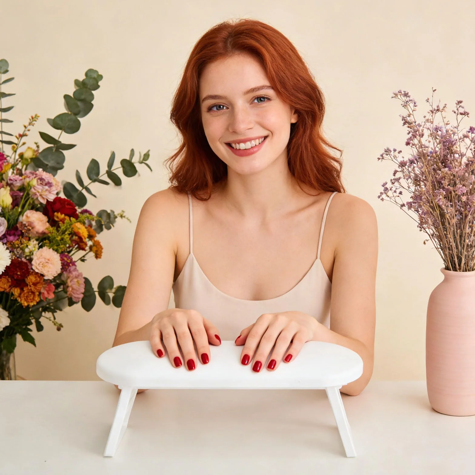 poggiamani per salone di bellezza, pieghevole cuscino poggiamani con pinzetta di precisione in acciaio inossidabile da 80 mm per manicure domestica e saloni di bellezza (bianco)