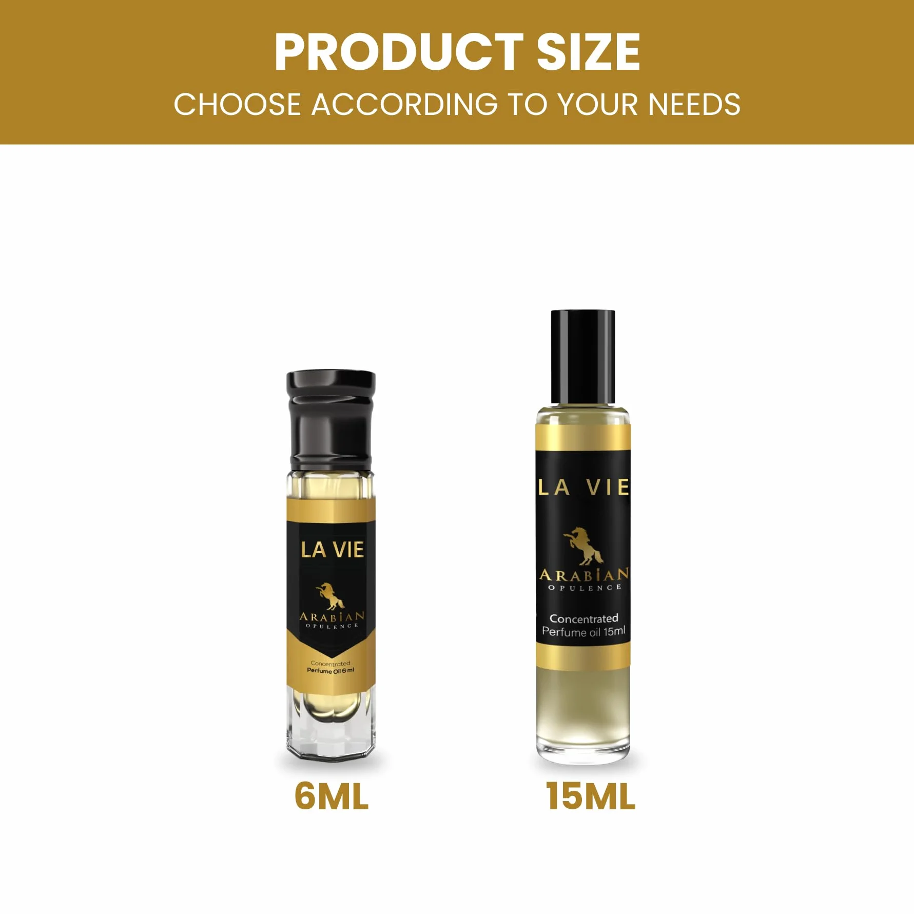 Olio profumato da donna La Vie FR182. Bottiglia con roll-on da 15 ml. Arabian Opulence. Dolce, vanigliato, balsamico, legnoso, fruttato, cipriato.