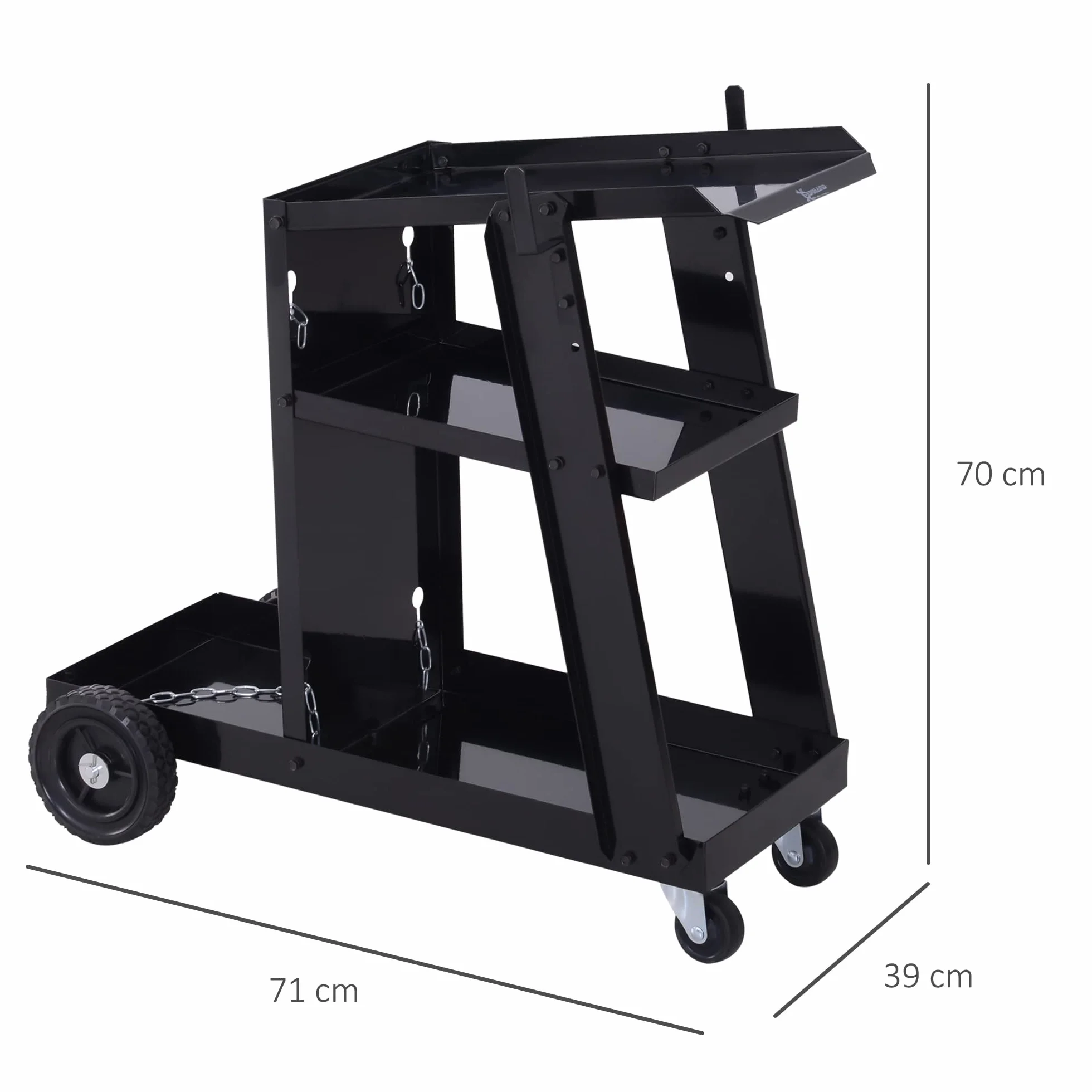 DURHAND Carrello Portautensili Attrezzi Multiuso 3 Ripiani da Officina Nero