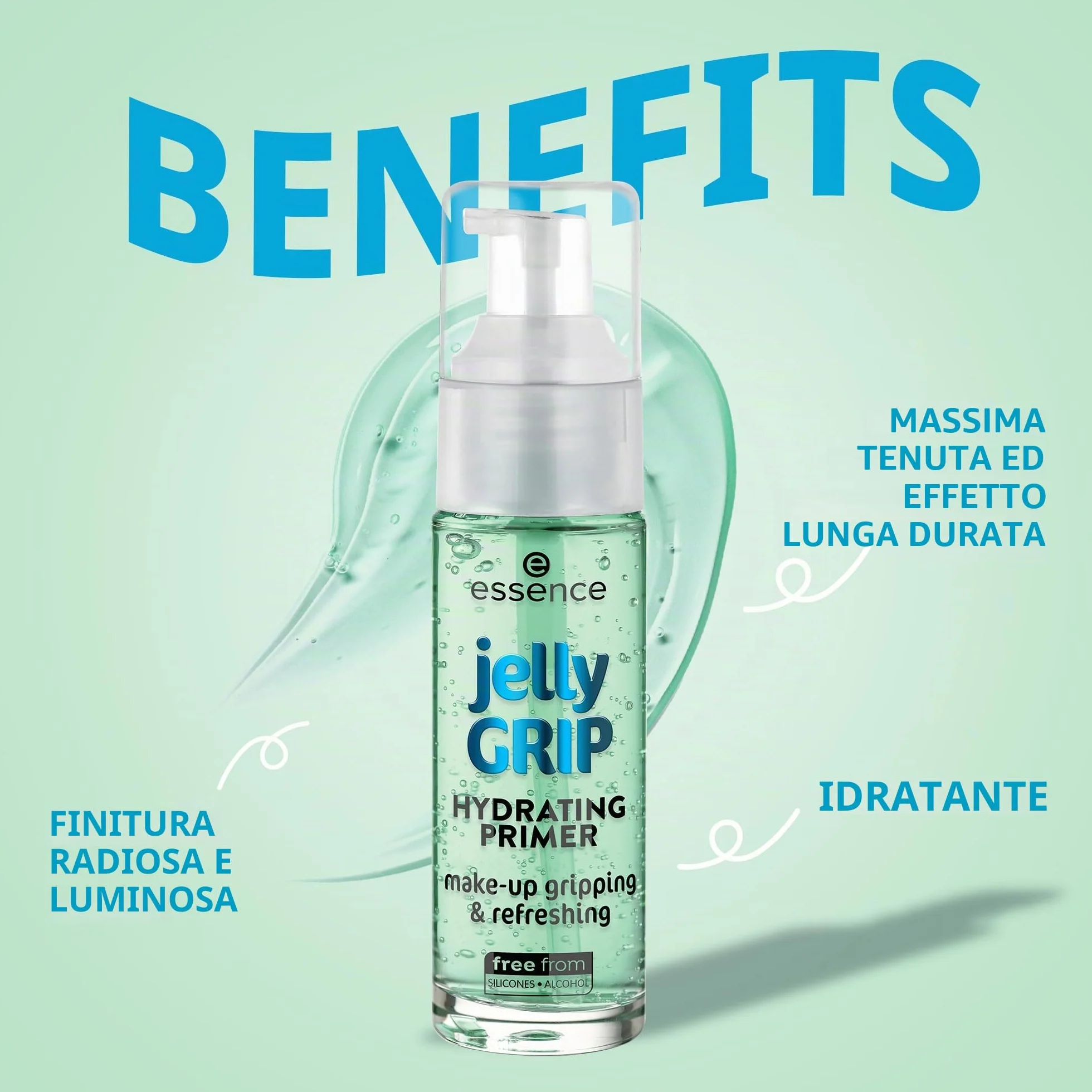 essence jelly GRIP PRIMER IDRATANTE, idratante, levigante, preparatorio, naturale, traslucida (29ml)