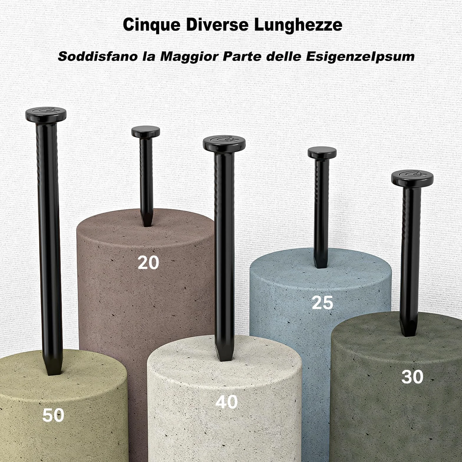 Chiodi in Acciaio da 30mm Zincati per Cemento, Mattoni, Legno, Uso Universale Interno/Esterno (Nero)