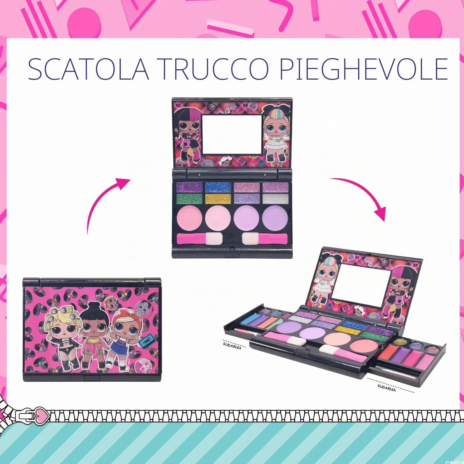 L.O.L. Surprise! Set Trucco Gloss, Ombretti, Blush e Pennelli Portatile