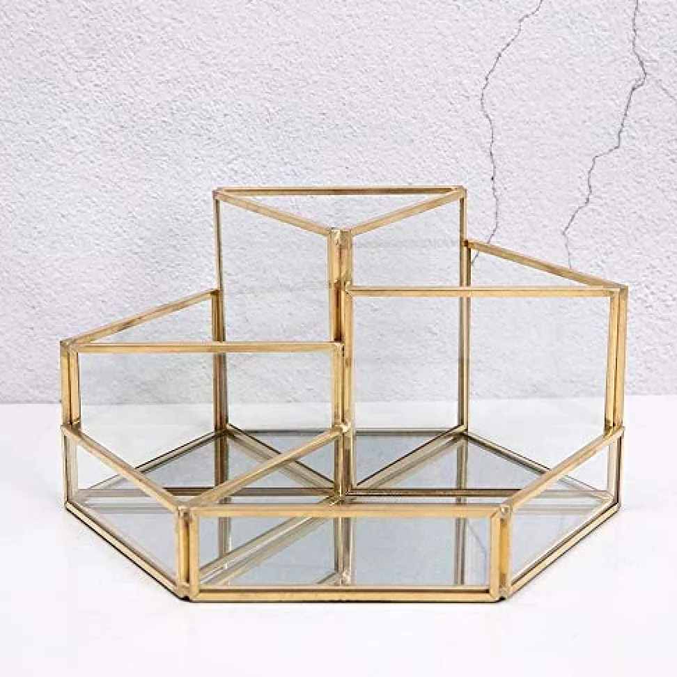 Organizer Per Cosmetici Porta Pennelli Per Trucco In Vetro Portaoggetti Per Trucco Trasparente, Portaoggetti Per Gioielli Per Profumo Porta Pennelli Per Strumento Di Bellezza Per Unghie, Scatola Per C
