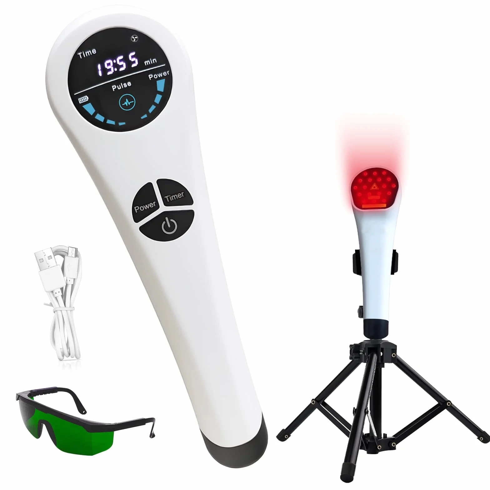 Apparecchio portatile a luce rossa fredda, 650 & 808 nm 5-30 minuti di trattamento per animali domestici, con supporto e occhiali inclusi