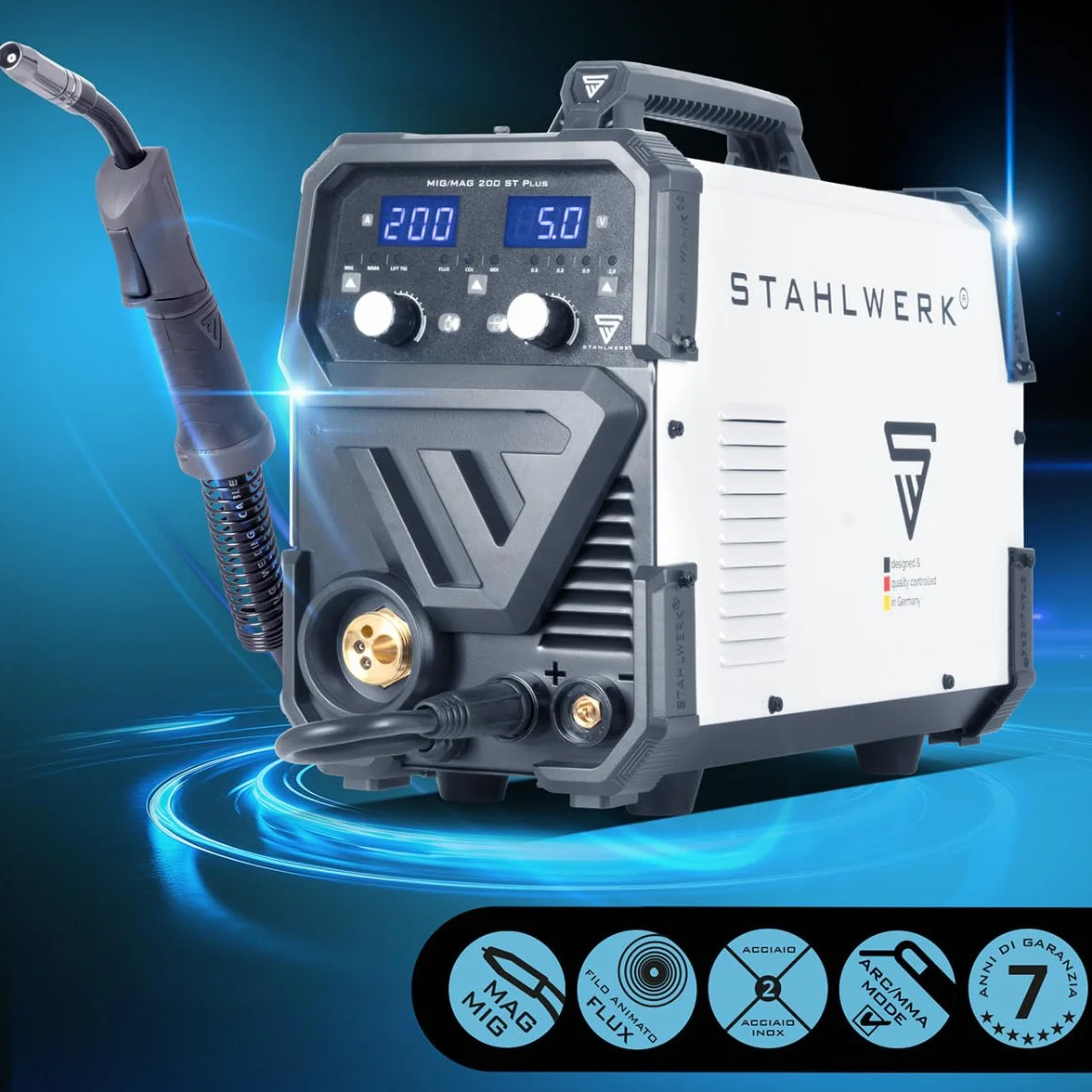 STAHLWERK Saldatrice MIG/MAG 200 ST Inverter IGBT 200 A FLUX Lift-TIG MMA