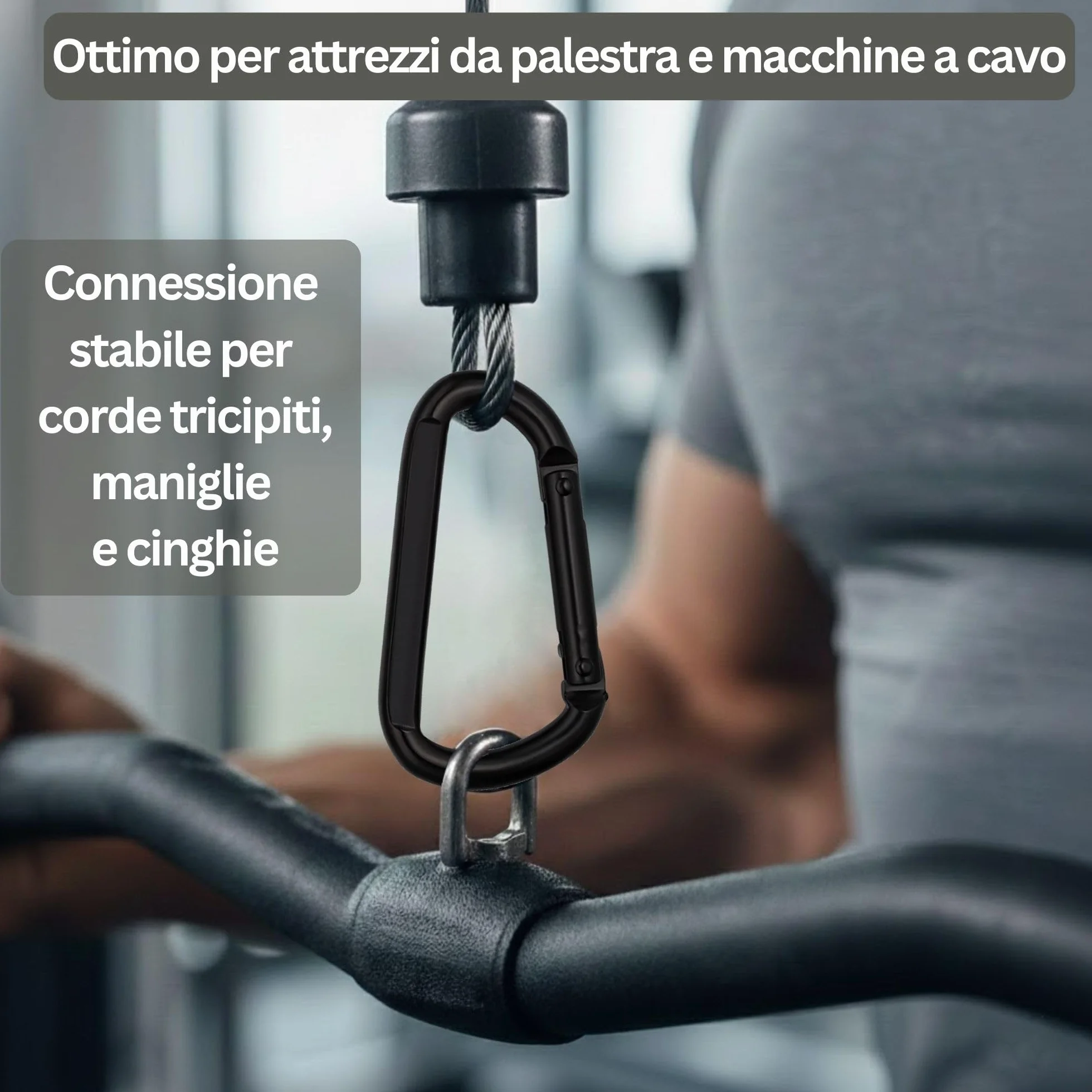 Moschettone Nero Inox M8 8 cm 250 kg Set da 2