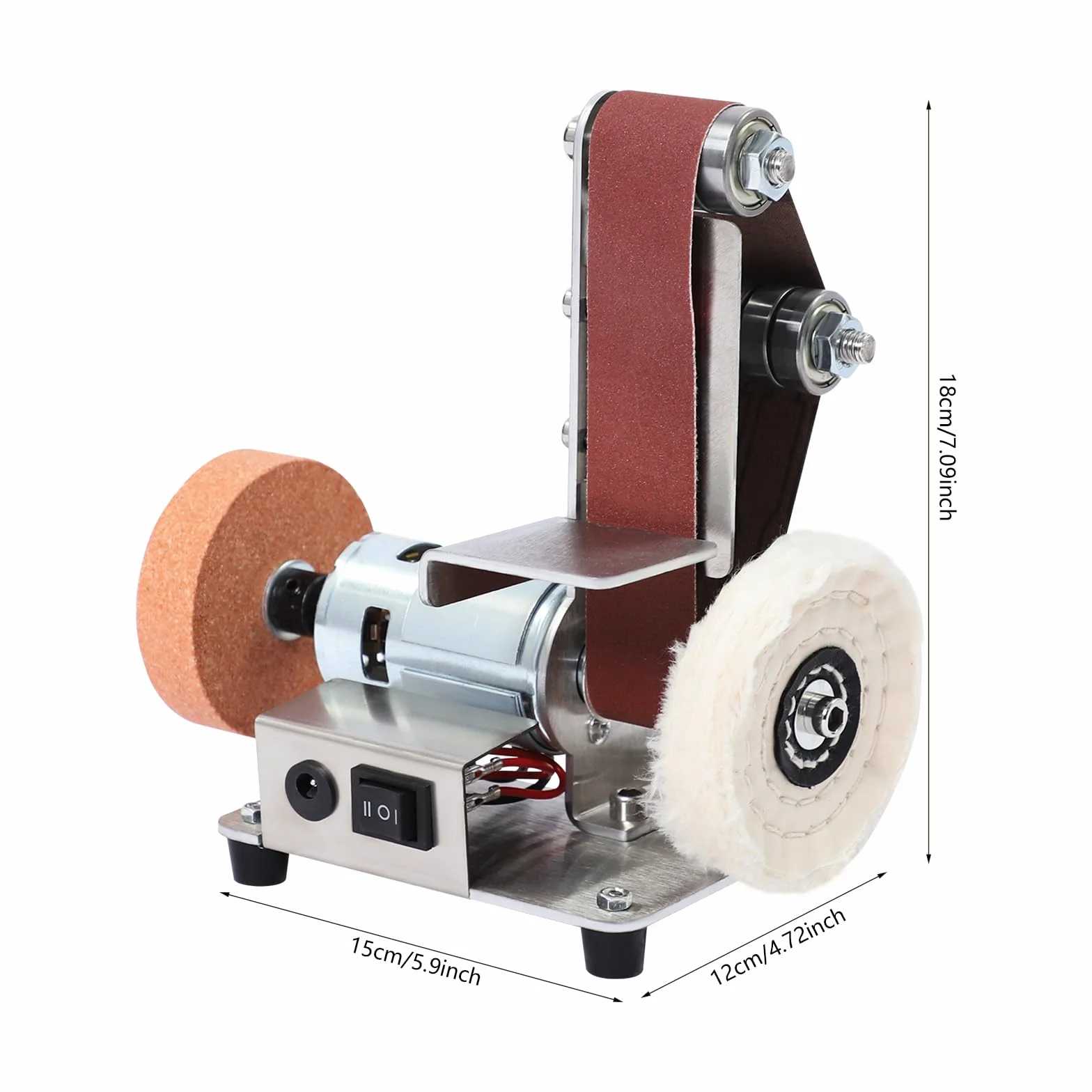 Mini levigatrice a nastro elettrica 775, 4000-9000 giri/min, regolabile, con 20 nastri abrasivi e disco lucidante per metallo e legno