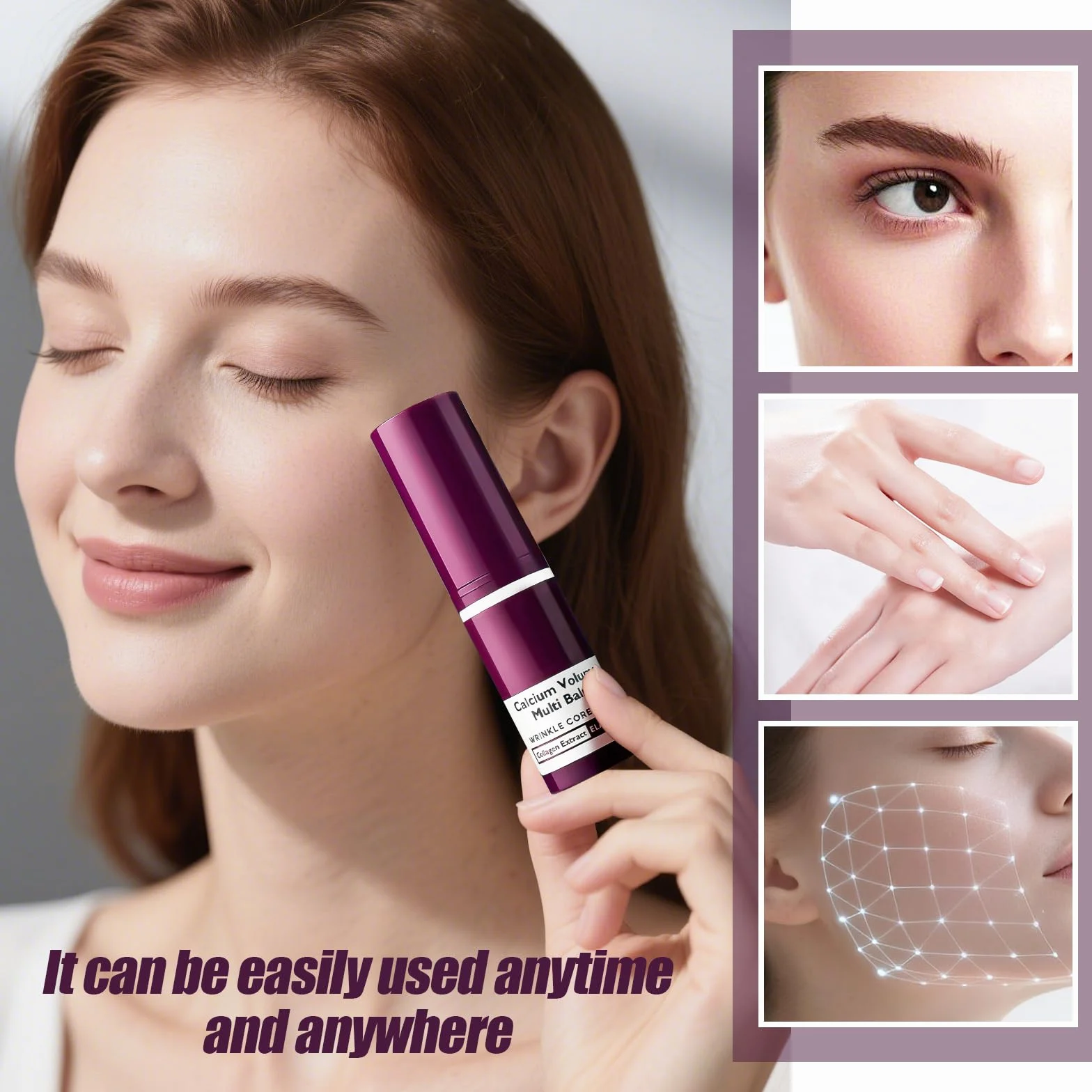 2 pezzi Cemenrete Calcium Multi Balm,Anti-invecchiamento & Firming Korean Skincare Stick Calcium Volume Multi Balm ,Anti-Aging Collagene Matita Umidità per occhi, viso, collo