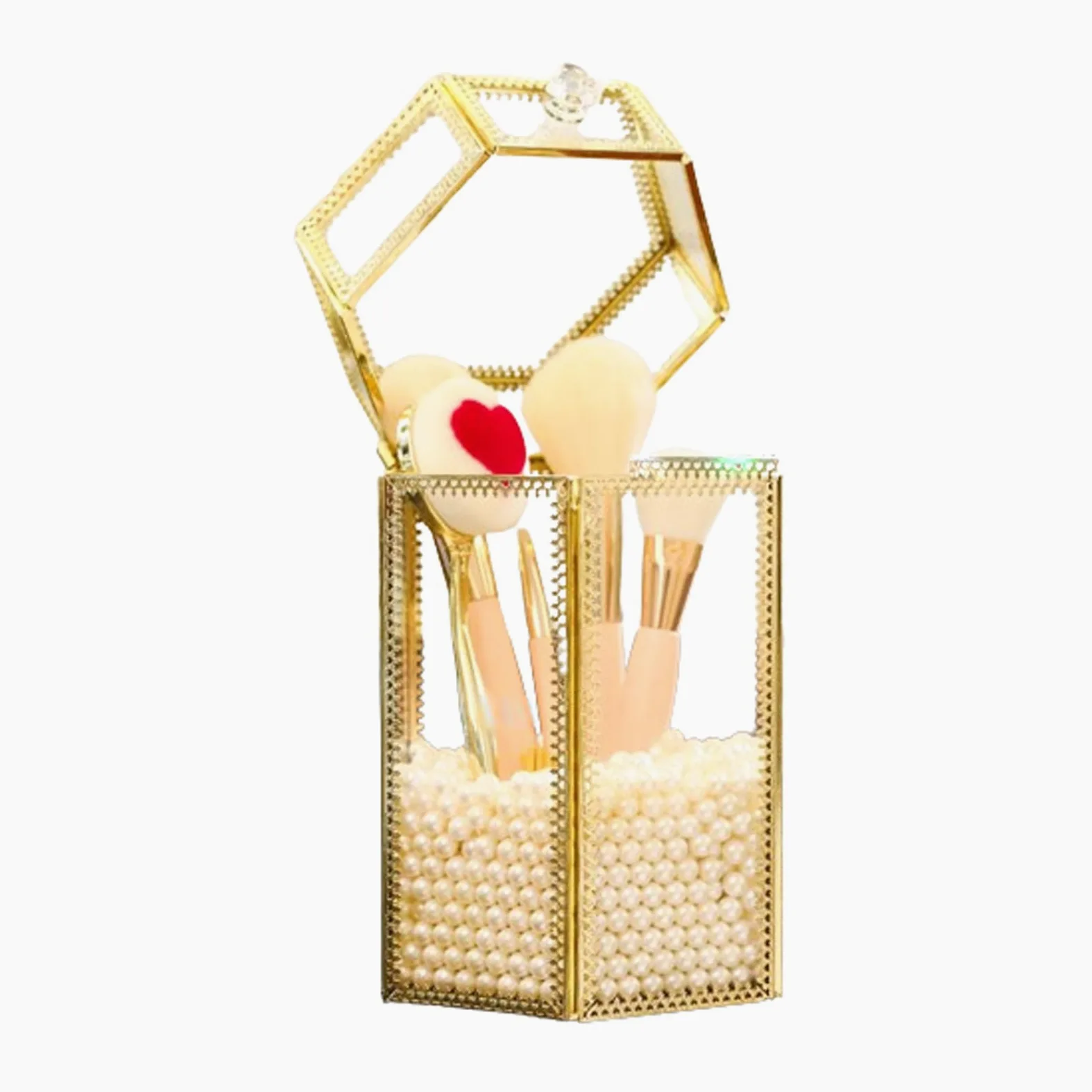 Organizer Trucchi e Pennelli,scatola di immagazzinaggio cosmetica di vetro,Organizer Trucchi con Coperchio,Make Up Organizer Impermeabile e Antipolvere,grande capacità,Trasparente,per Comò,Bagno