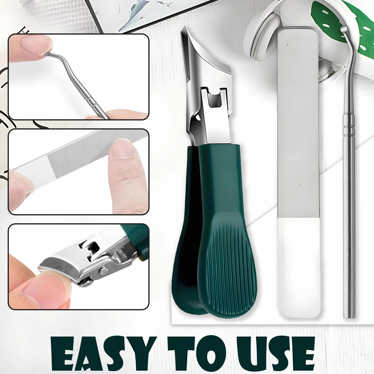 Set di 3 Tagliaunghie in Acciaio Inossidabile,Tagliaunghie per Unghie Incarnite e Spesse,tagliaunghie Inclinato per Unghie dei Piedi,Impugnatura Antiscivolo,Design Anti-Schizzi
