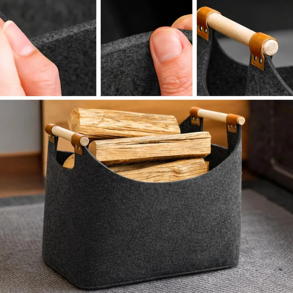 Cesta Portabiancheria XL Feltro Extra Spesso Manici Rinforzati Cesto Pieghevole Multiuso Dark Grey